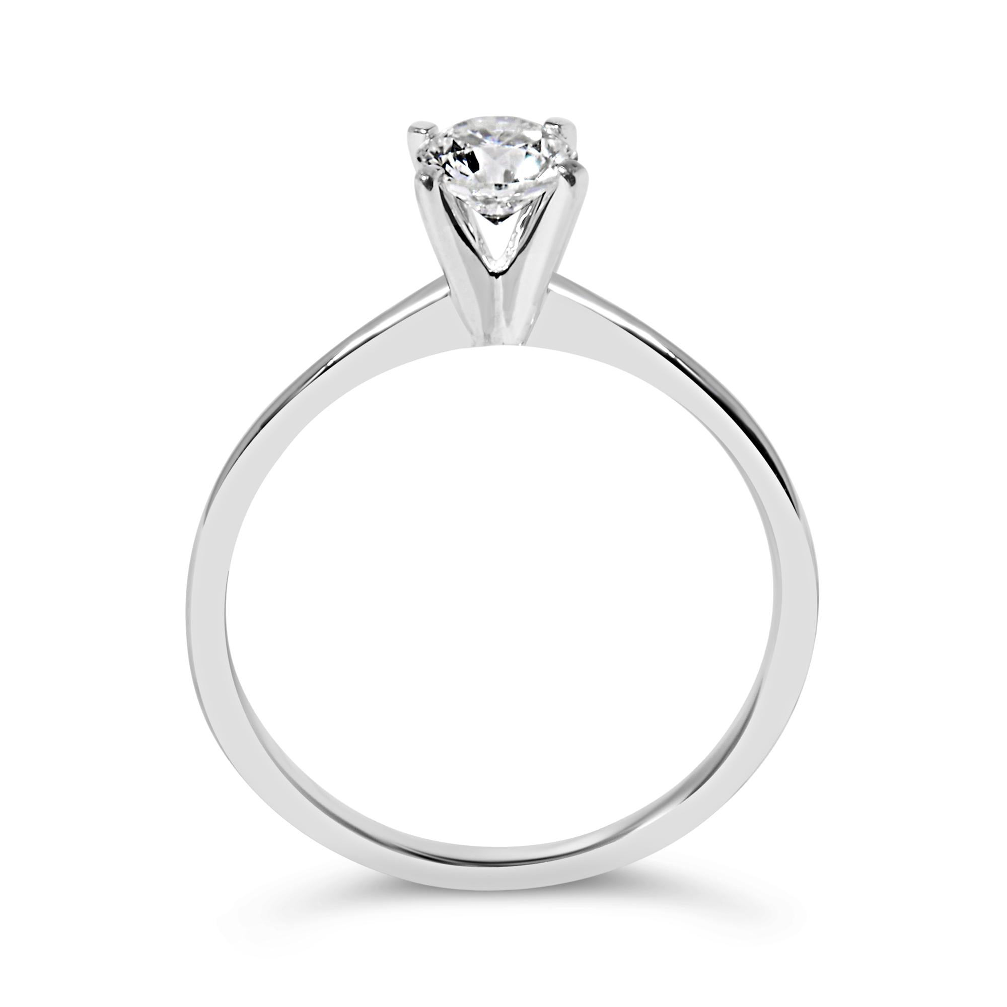 14K White Gold 1/2 Cttw Round Lab Grown Diamond 4 Prong Solitaire Engagement Ring (F-G Color, VS2-SI1 Clarity) - Friggin Jewelry