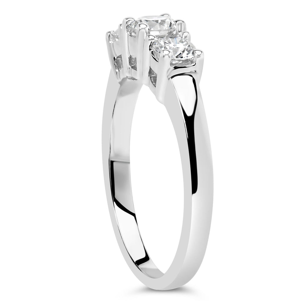 14K White Gold  3/4 Cttw Lab Grown Diamond 3 Stone Ring Band (F-G Color, VS2-SI1 Clarity) - Friggin Jewelry