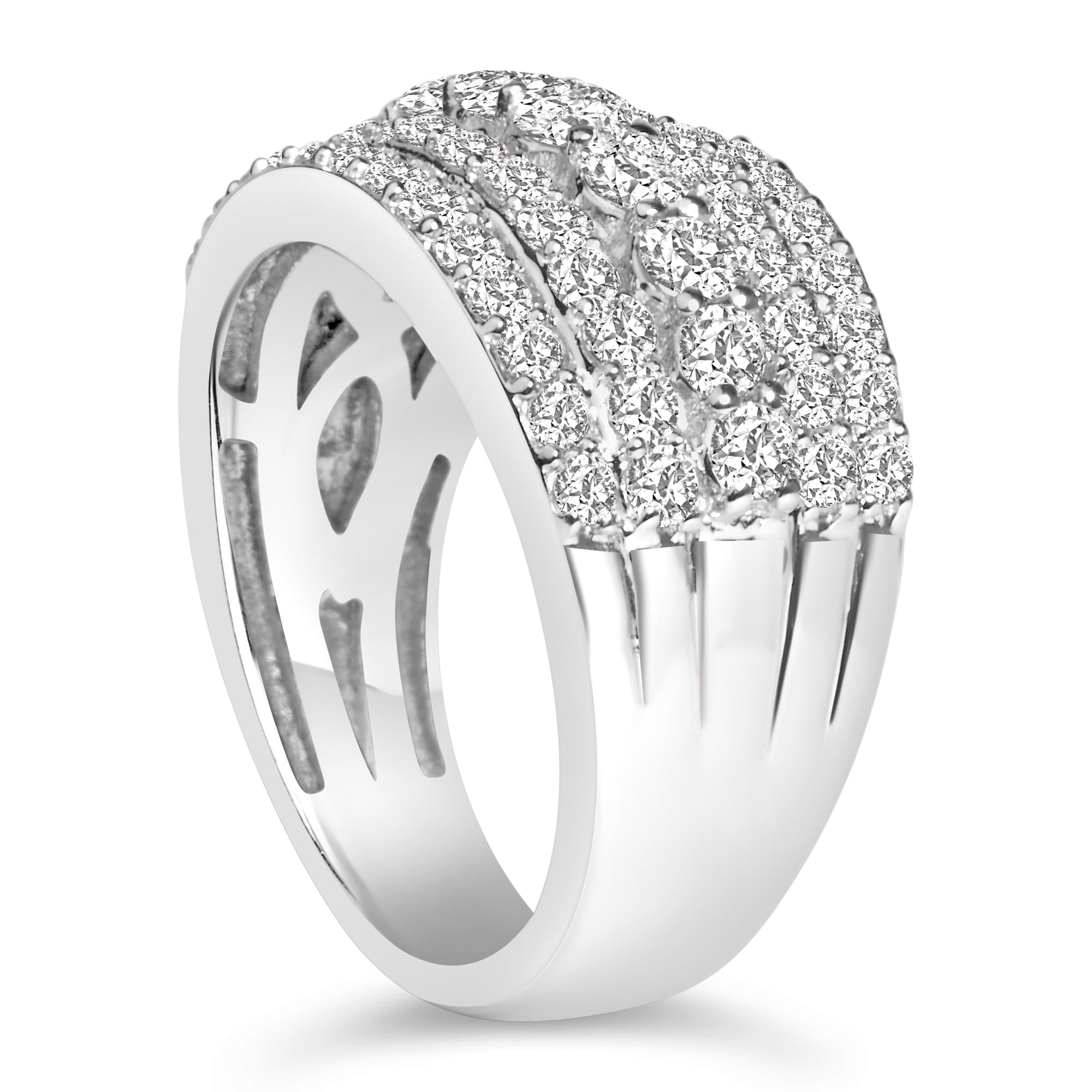 .925 Sterling Silver 2.00 Carat Lab Grown Diamond Multi Row Band Ring - Friggin Jewelry