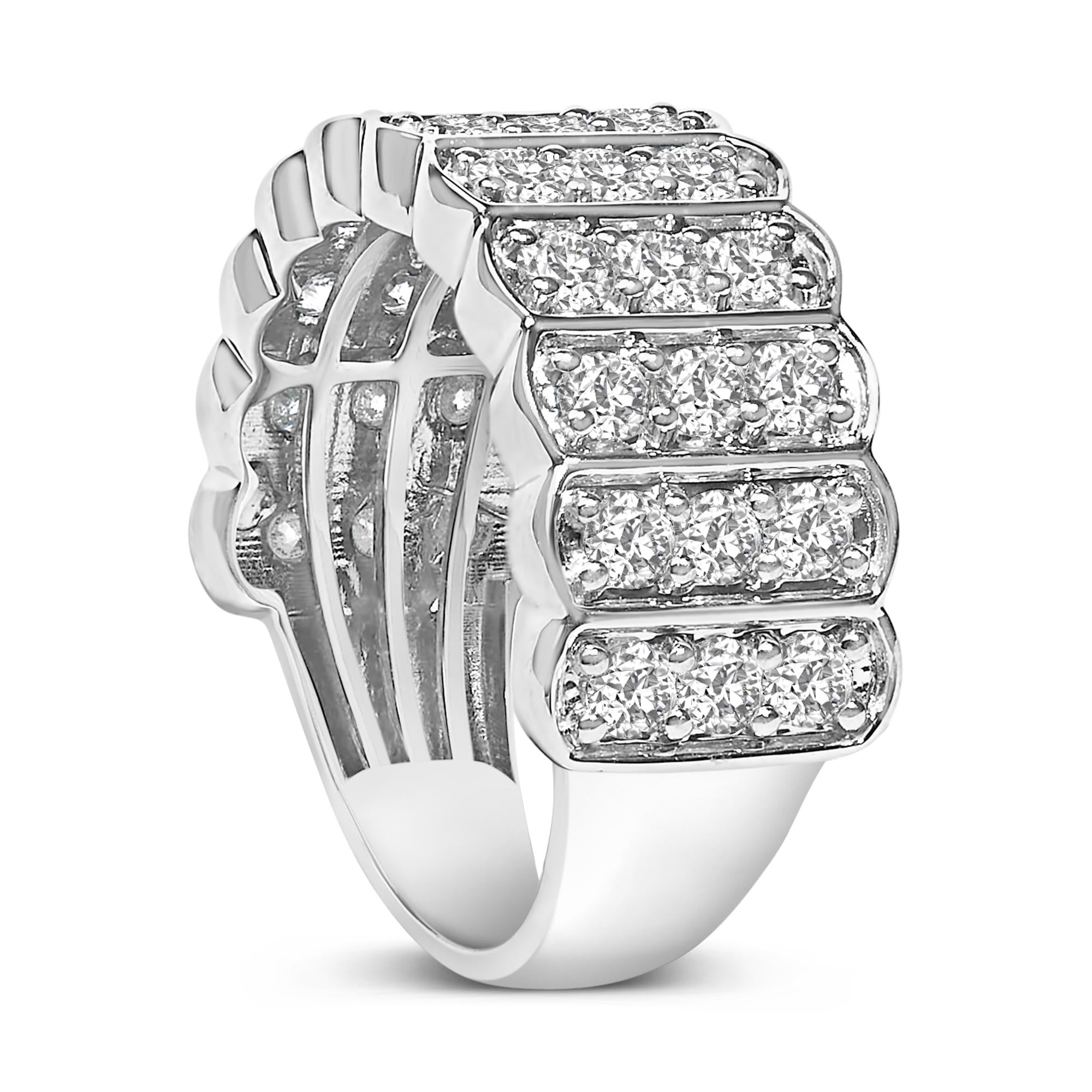 .925 Sterling Silver 1 1/2 Cttw Lab Grown Diamond 11 Row Band Ring (F-G Color, VS1-VS2 Clarity) - Friggin Jewelry