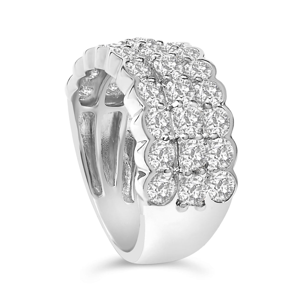 .925 Sterling Silver 3.0 Cttw Lab Grown Diamond 3 Row Band Ring (F-G Color, VS1-VS2 Clarity) - Friggin Jewelry