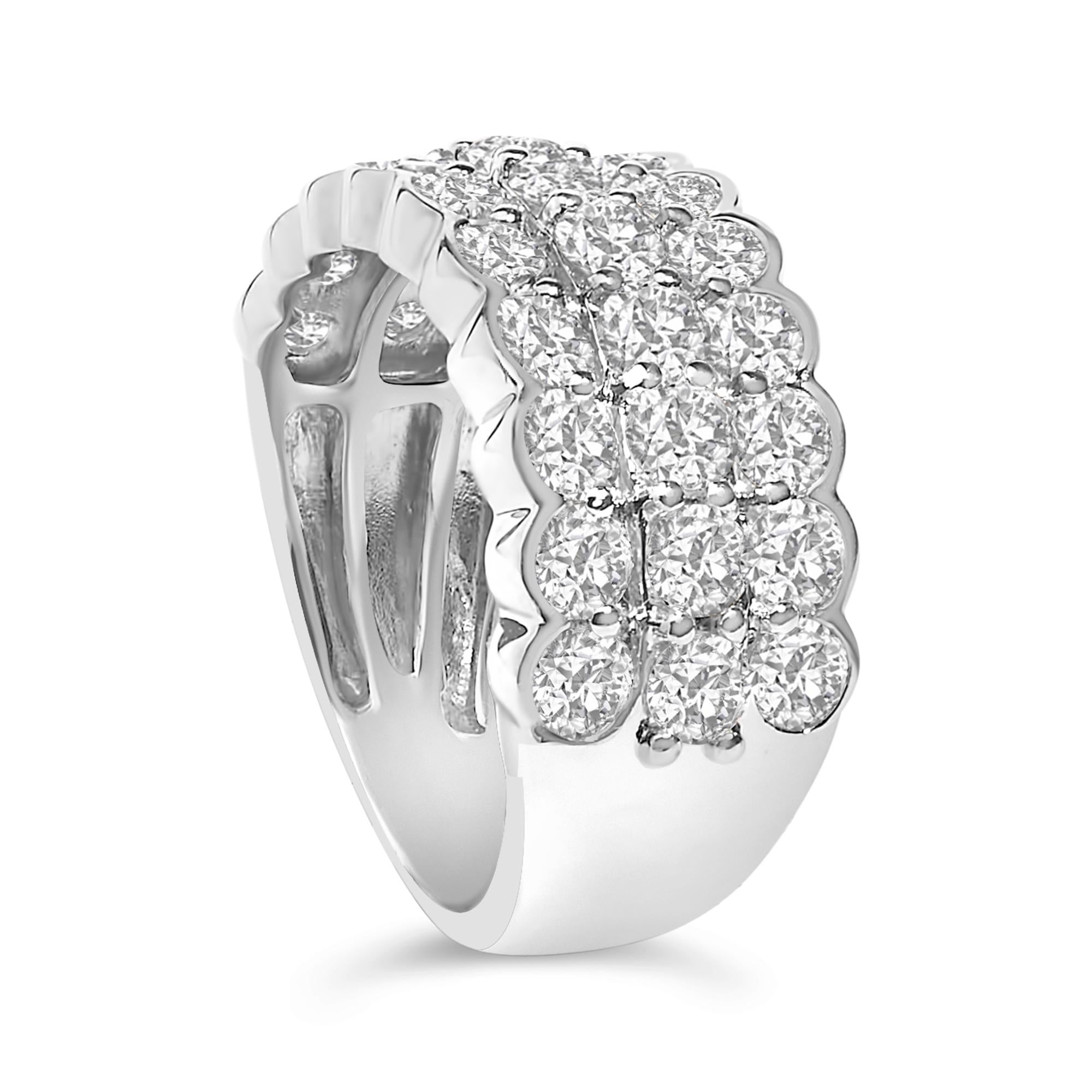 .925 Sterling Silver 3.0 Cttw Lab Grown Diamond 3 Row Band Ring (F-G Color, VS1-VS2 Clarity) - Friggin Jewelry
