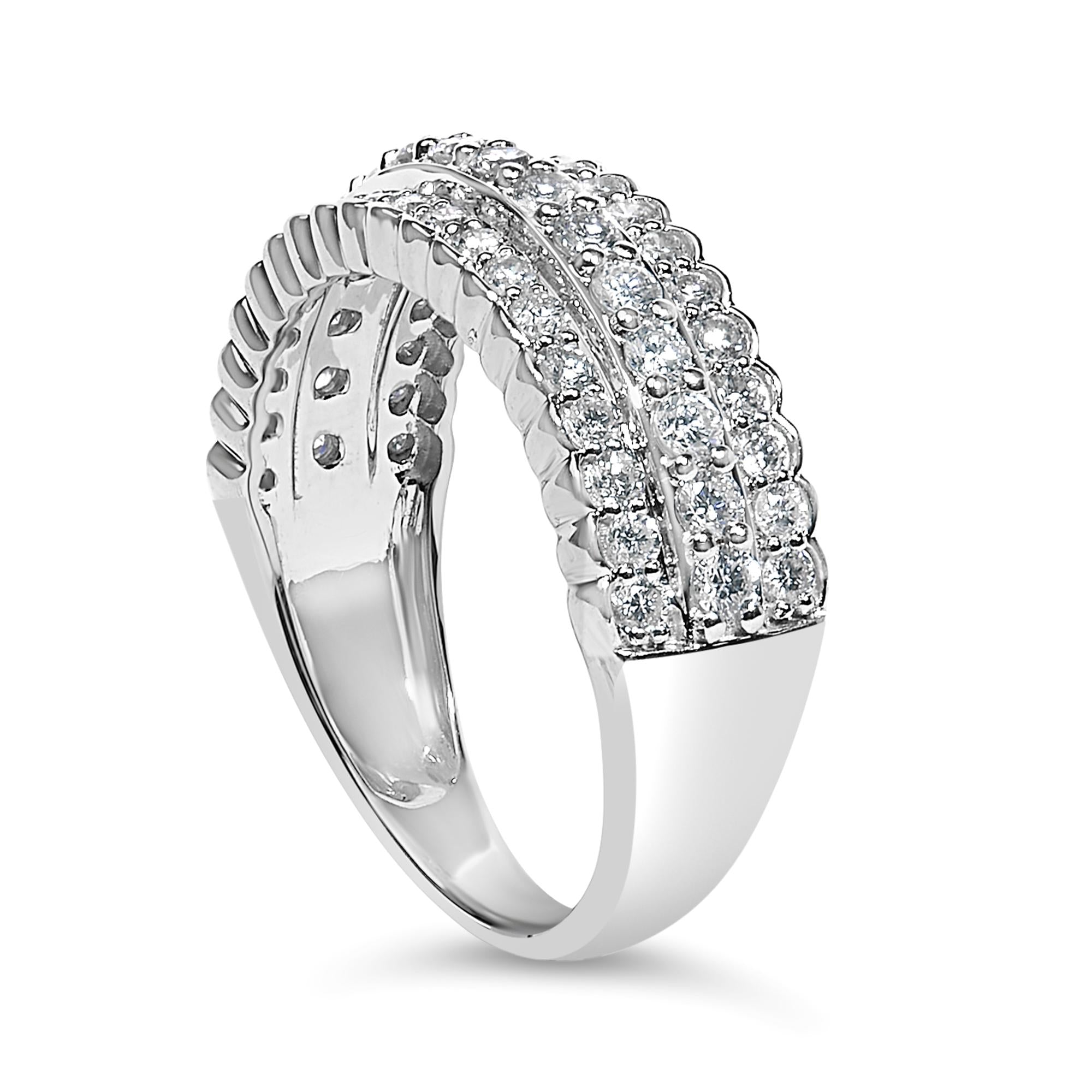 .925 Sterling Silver 1.0 cttw Lab Grown Diamond 3 Row Band Ring (F-G Color, VS1-VS2 Clarity) - Friggin Jewelry