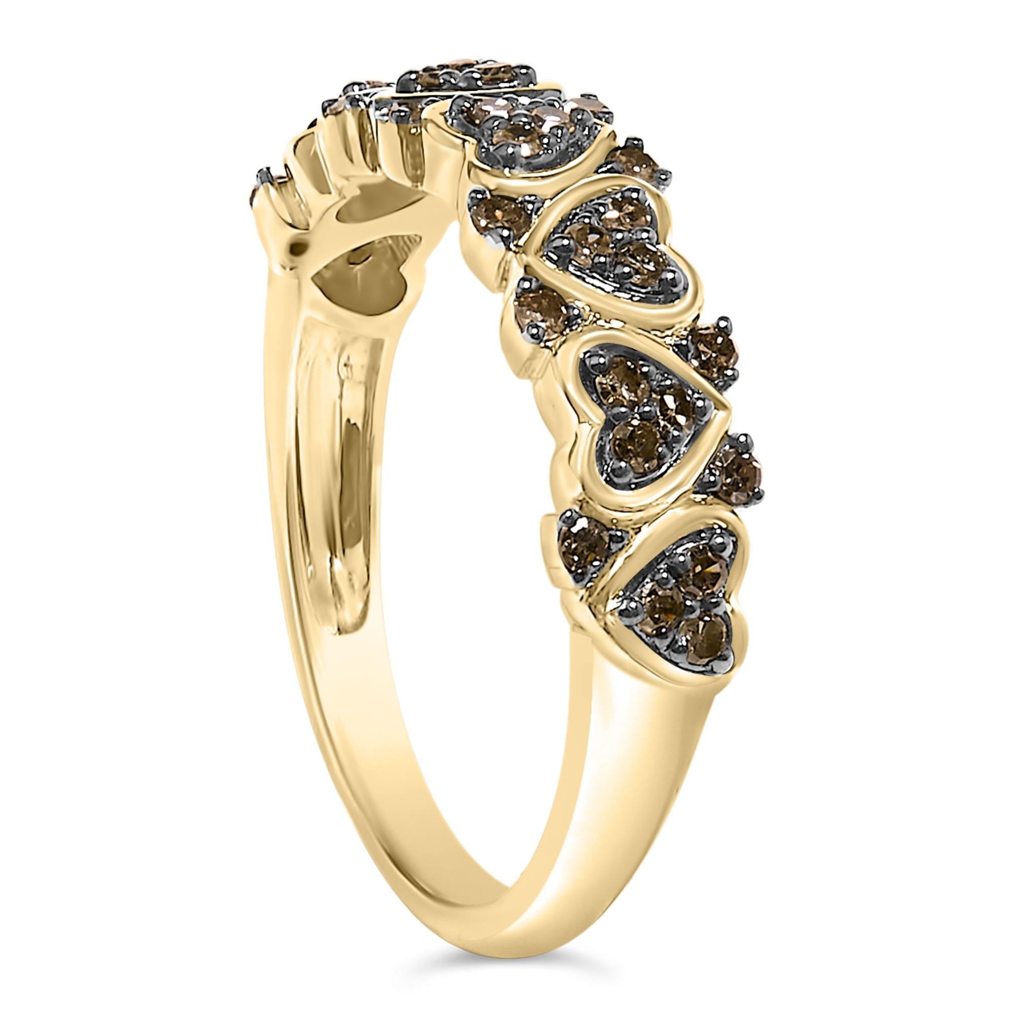 10K Yellow Gold Plated .925 Sterling Silver 1/3 cttw Natural Diamond Band Ring - Friggin Jewelry