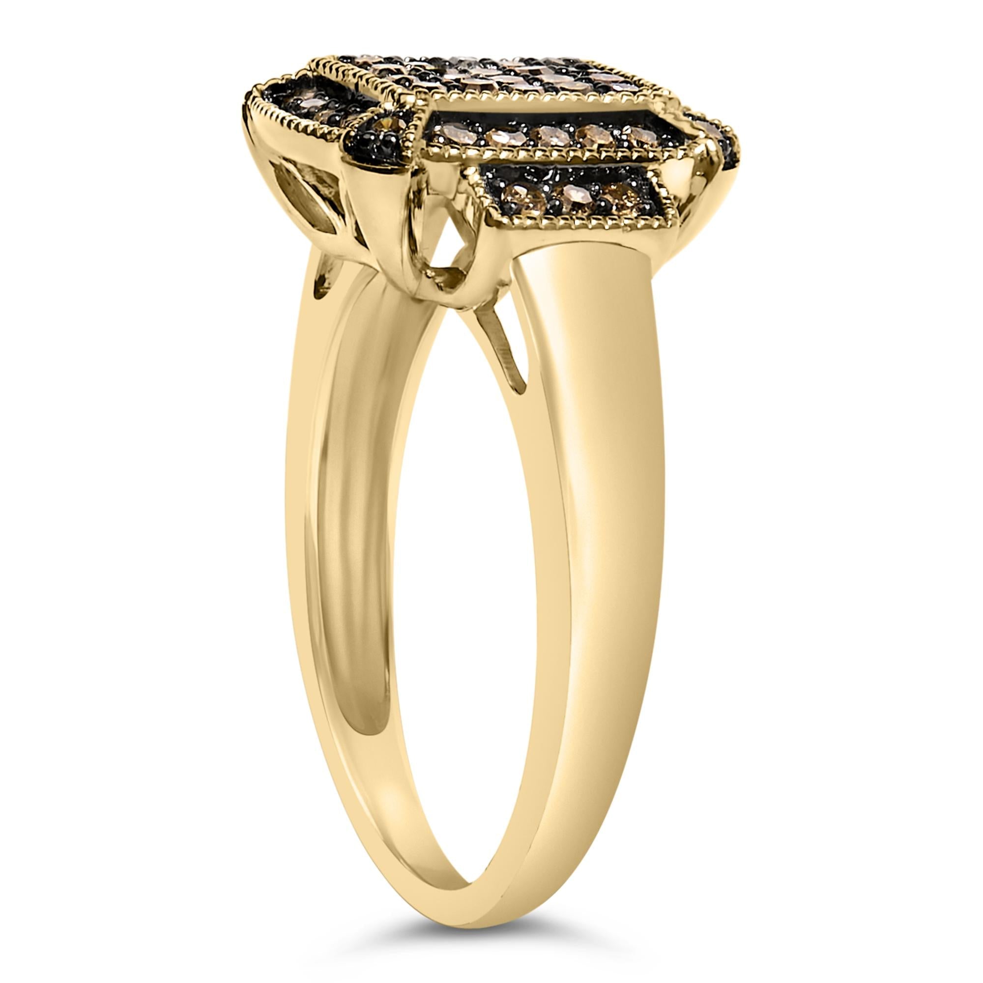Anillo de compromiso con diamantes color champán de 1/2 quilates en plata de ley 925 bañada en oro amarillo de 10 quilates - Friggin Jewelry