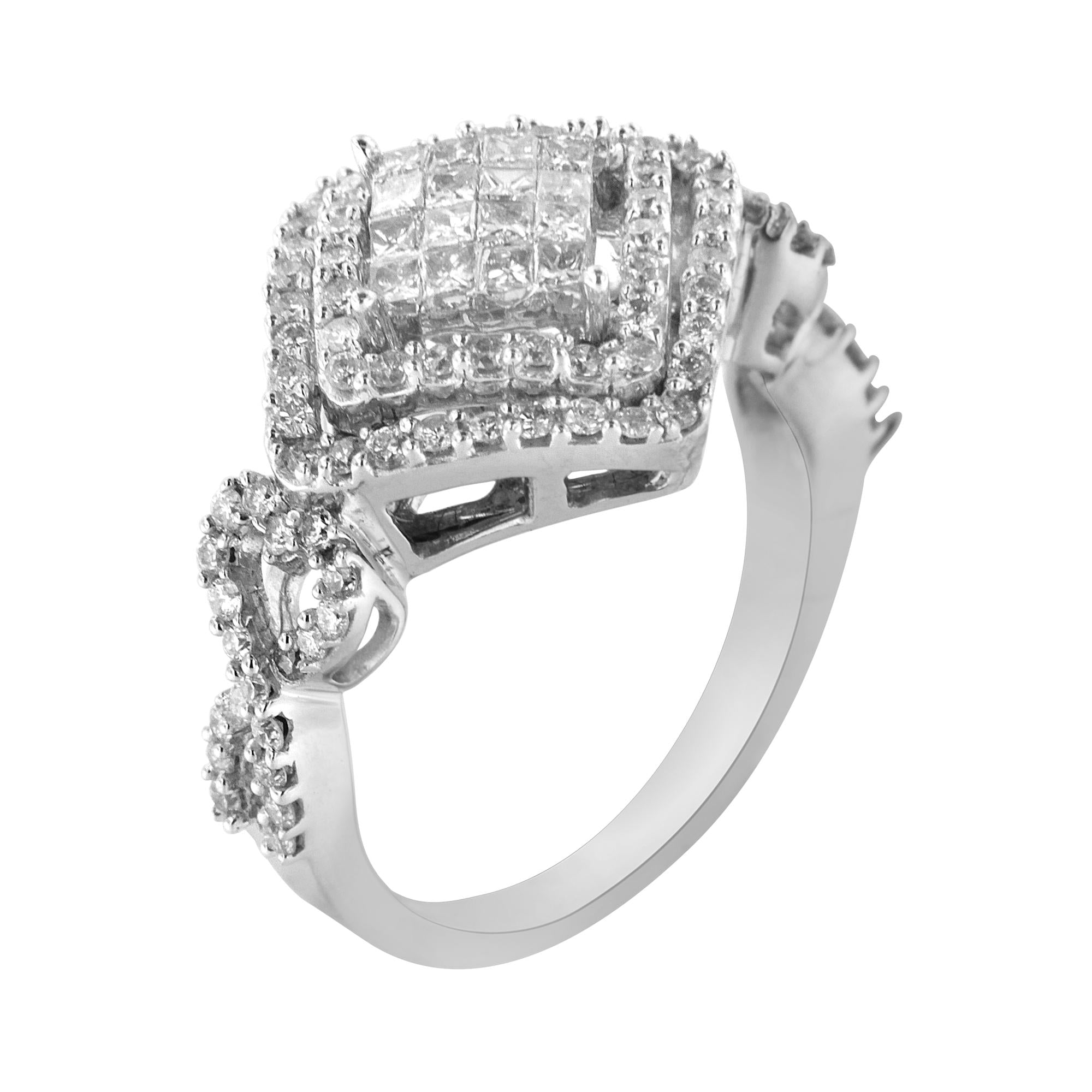 Anello composito in oro bianco 14 carati con diamanti (1 carato, colore HI, purezza I1-I2) - Friggin Jewelry