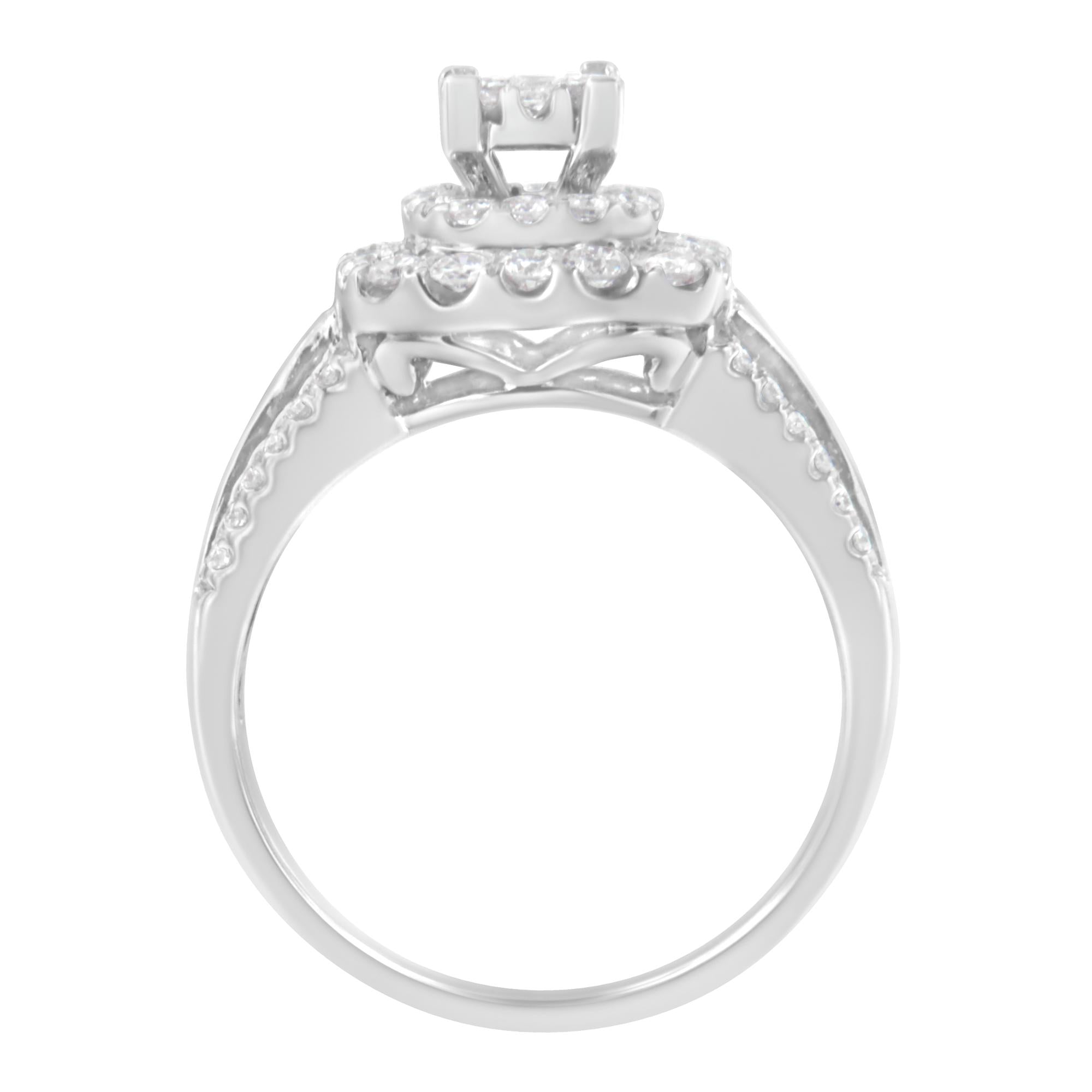14K White Gold Diamond Vintage Ring (1 cttw, H-I Color, I1-I2 Clarity) - Friggin Jewelry