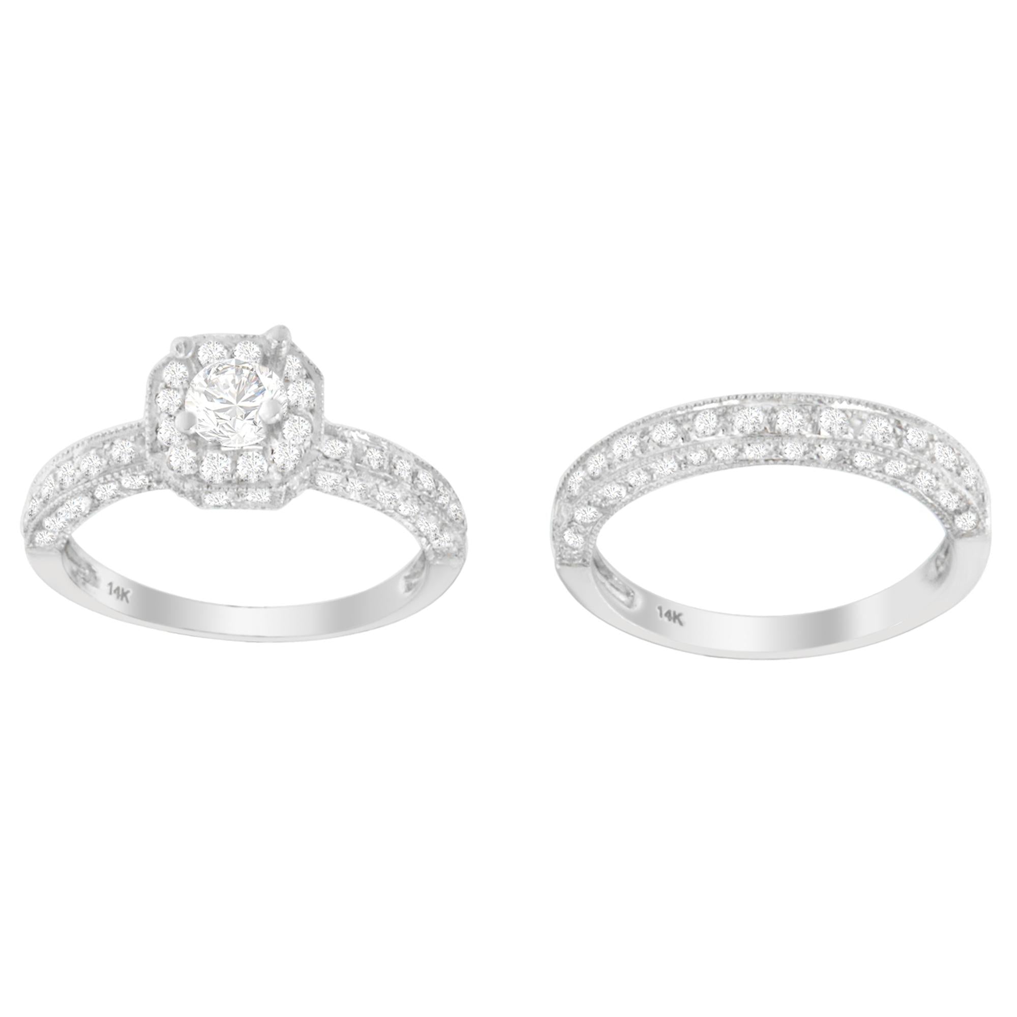 14K White Gold 1 ct. TDW Round Cut Diamond Ring (G-H, I1-I2) - Friggin Jewelry