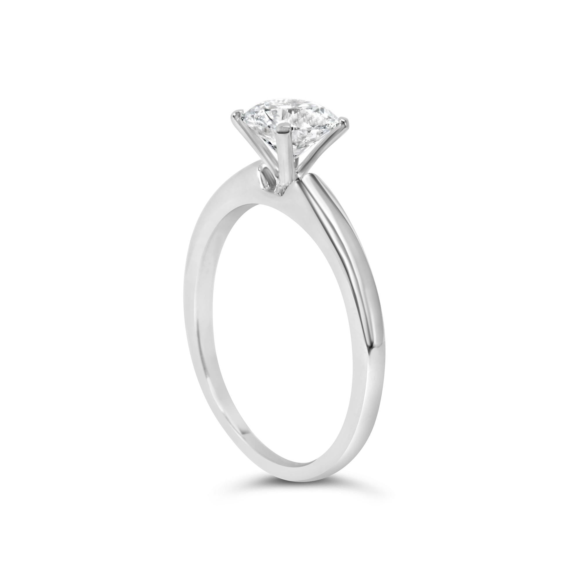 14K White Gold 1.0 Cttw Round Lab Grown Diamond 4 Prong Solitaire Engagement Ring (F-G Color, VS2-SI1 Clarity) - Friggin Jewelry