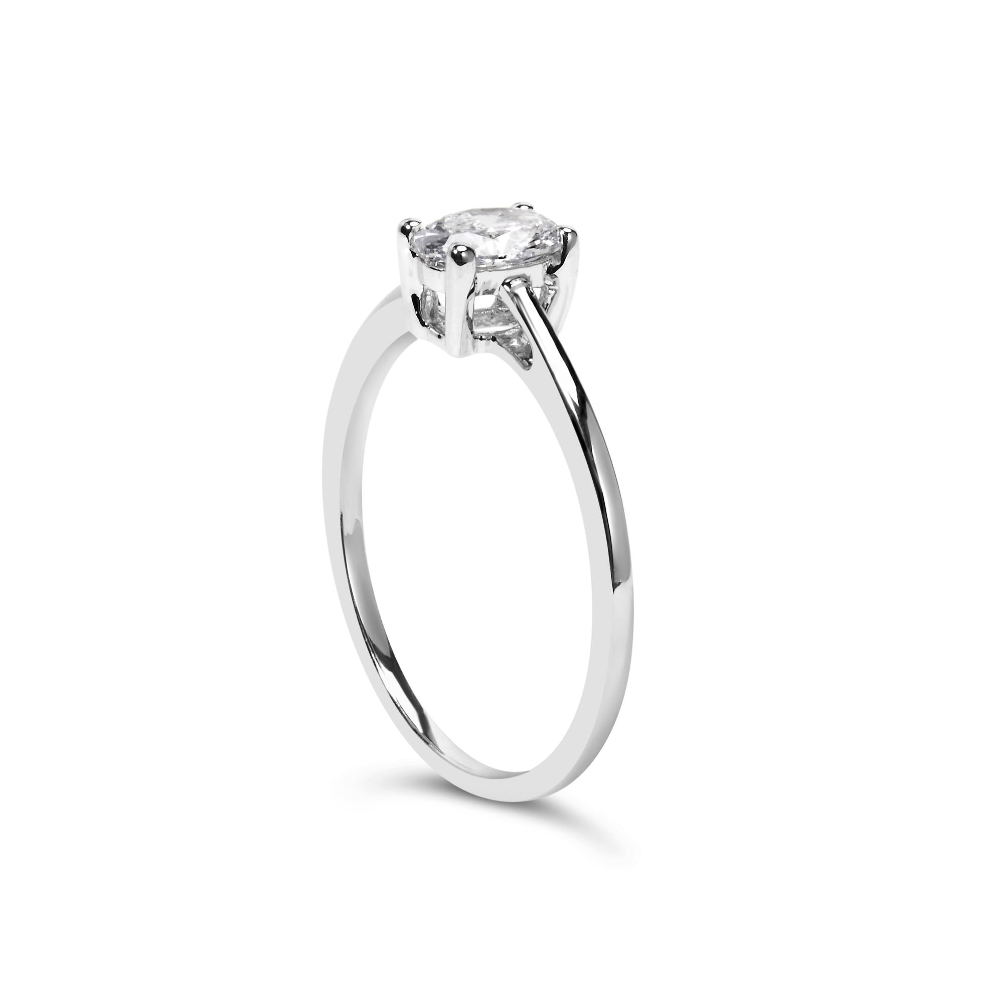 14K White Gold 1/2 Cttw Oval Lab Grown Diamond 4 Prong Solitaire Engagement Ring (F-G Color, VS2-SI1 Clarity) - Friggin Jewelry