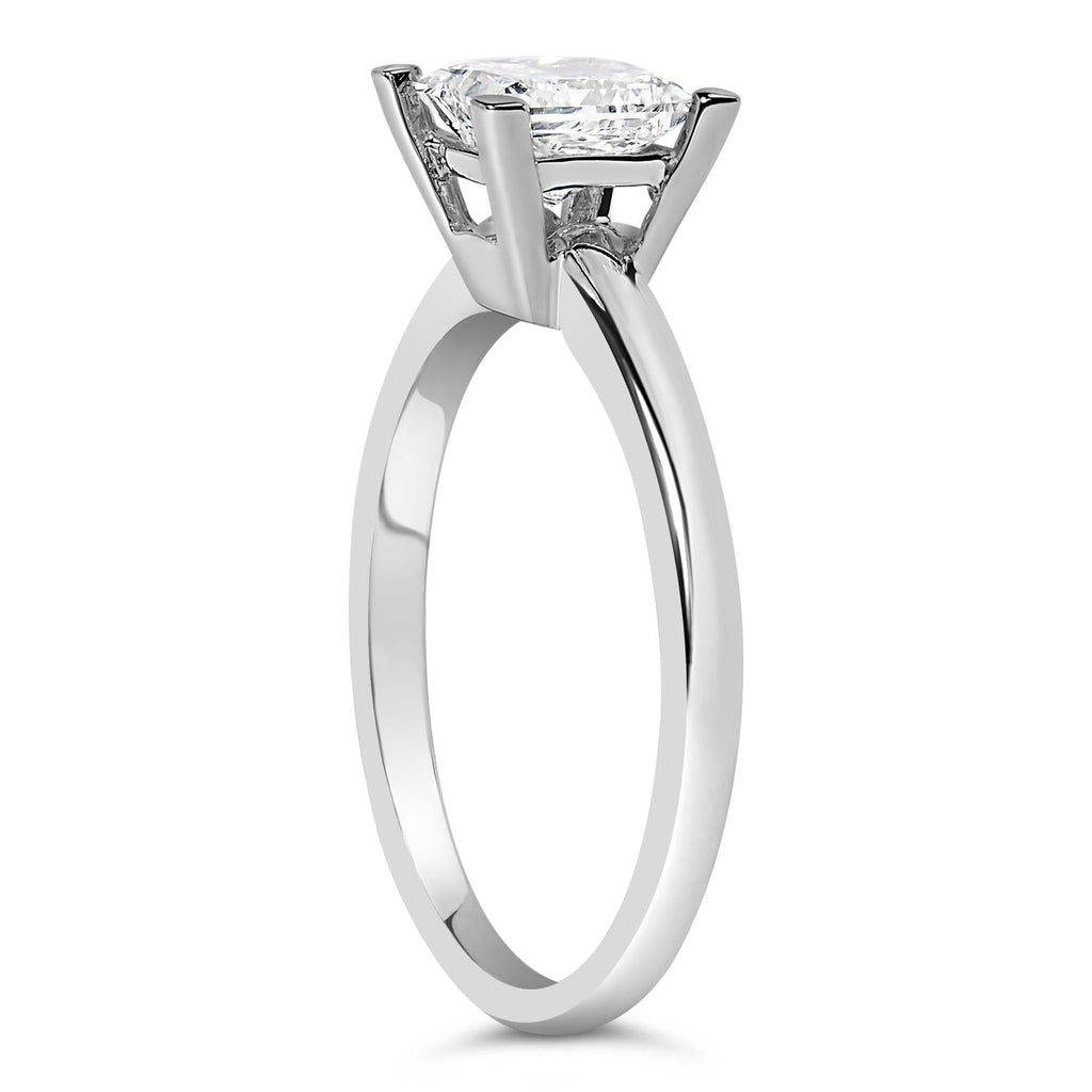 Anillo de compromiso solitario de oro blanco de 14 quilates con diamante princesa cultivado en laboratorio de 1,0 quilates (color FG, claridad VS1-VS2) - Friggin Jewelry