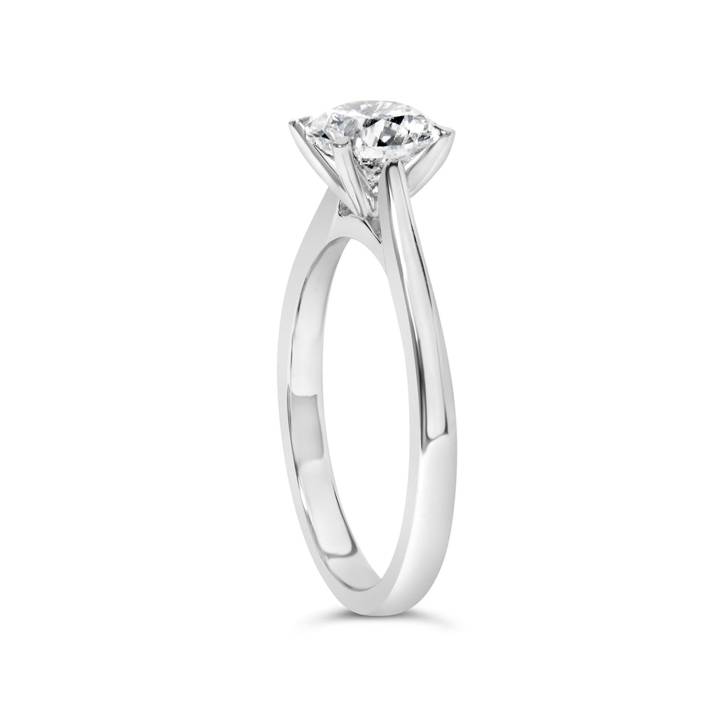 14K White Gold 1.0 Cttw Round Lab Grown Diamond Eagle Claw 4-Prong Set Solitaire Engagement Ring (F-G Color, VS2-SI1 Clarity) - Friggin Jewelry