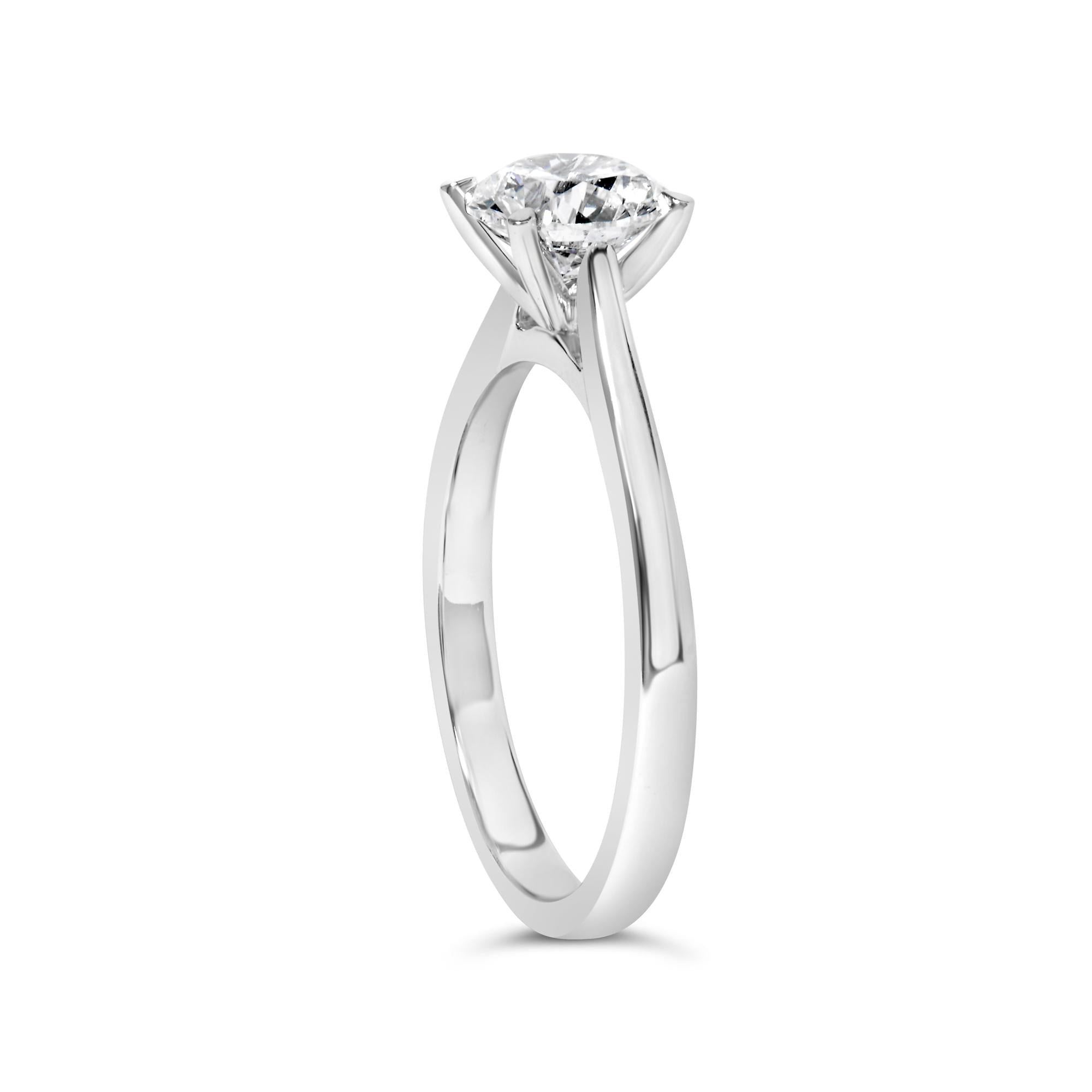 14K White Gold 1.0 Cttw Round Lab Grown Diamond Eagle Claw 4-Prong Set Solitaire Engagement Ring (F-G Color, VS2-SI1 Clarity) - Friggin Jewelry