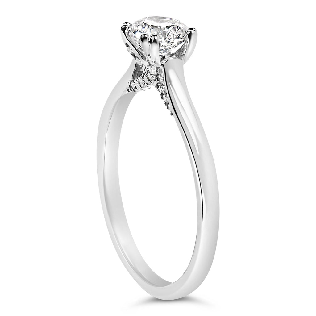 14K White Gold 7/8 Cttw Lab Grown Diamond Solitaire Cathedral Style Engagement Ring (F-G Color, VS1-VS2 Clarity) - Friggin Jewelry