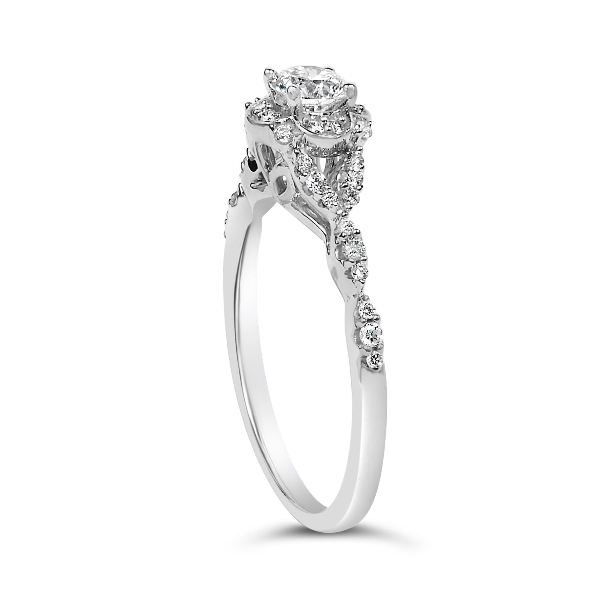 14K White Gold 1/2 Cttw Lab Grown Diamond Vintage Style Engagement Ring (F-G Color, VS1-VS2 Clarity) - Friggin Jewelry