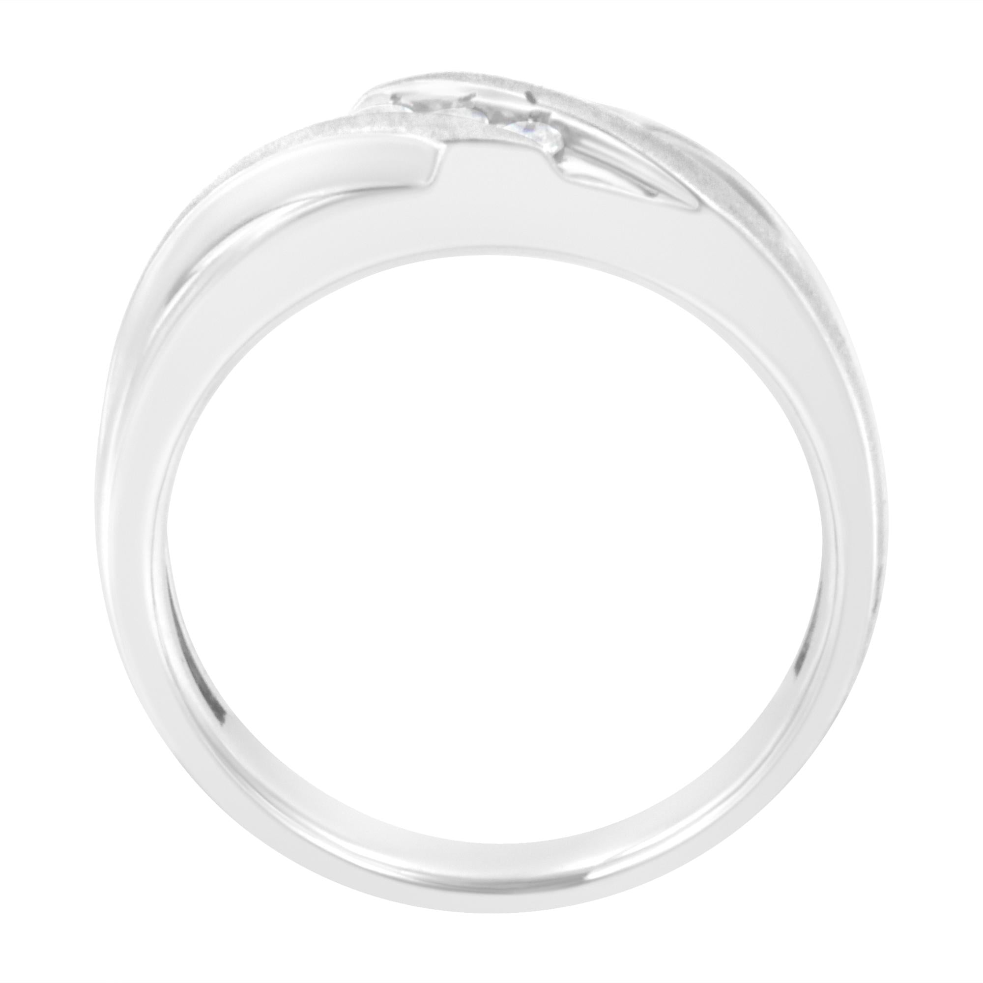10K White Gold 1/10 Cttw Diamond Men's Three Stone Channel Set Diamond Wedding Ring (I-J Color, I1-I2 Clarity) - Friggin Jewelry