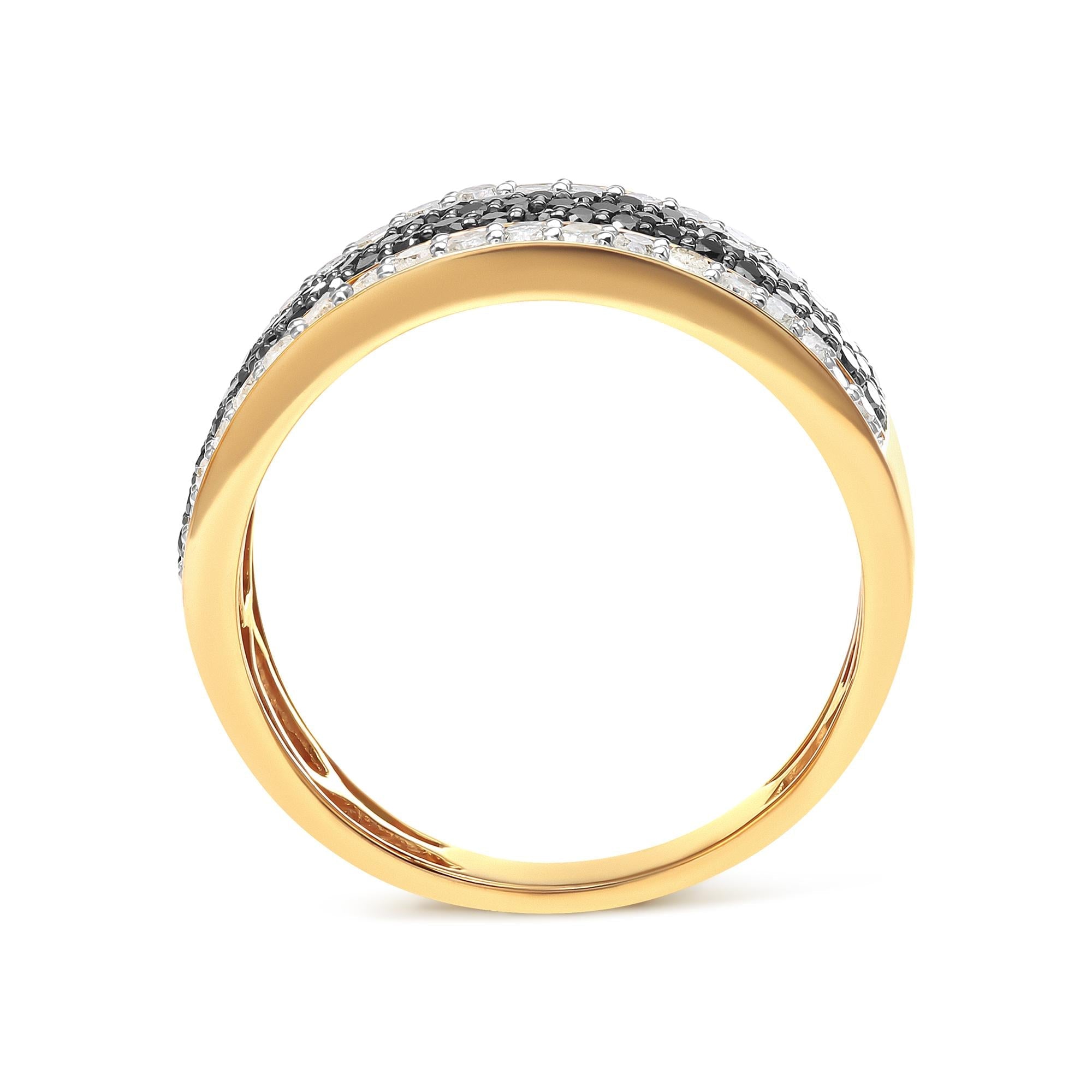 Men's 10K Yellow Gold 1 1/4 Cttw White and Black Diamond Cluster Ring (Black Color, I2-I3 Clarity) - Friggin Jewelry