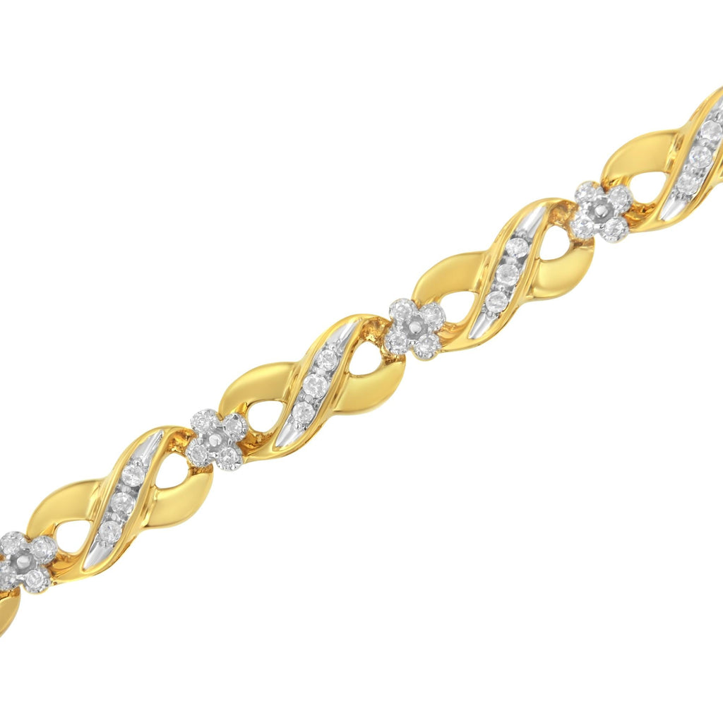Pulsera "Amor Infinito" de oro amarillo de 10 quilates con diamantes de talla redonda (1,00 ct, color IJ, claridad I2-I3) - Friggin Jewelry