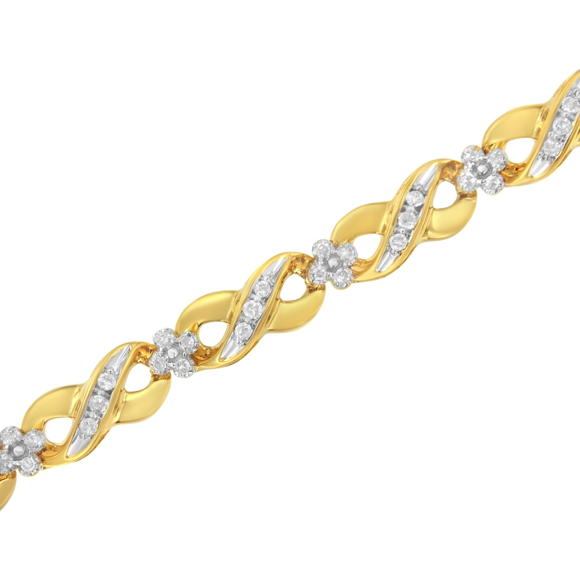 Pulsera "Amor Infinito" de oro amarillo de 10 quilates con diamantes de talla redonda (1,00 ct, color IJ, claridad I2-I3) - Friggin Jewelry