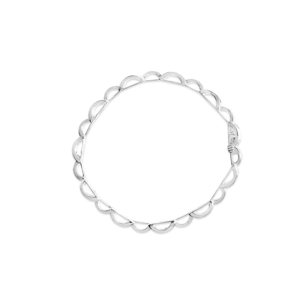 14K White Gold 1.0 Cttw Invisible Set Princess Diamond Alternating Link Tennis Bracelet (I-J Color, I1-I2 Clarity) - 7.25" - Friggin Jewelry