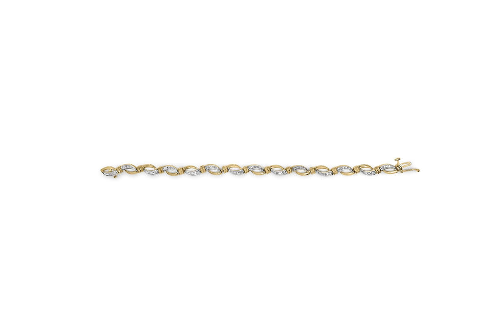 Bracciale tennis da 7" con maglie a infinito in oro giallo e bianco 10K da 1/2 carati con diamanti incastonati a canale (colore HI, purezza I1-I2) - Friggin Jewelry