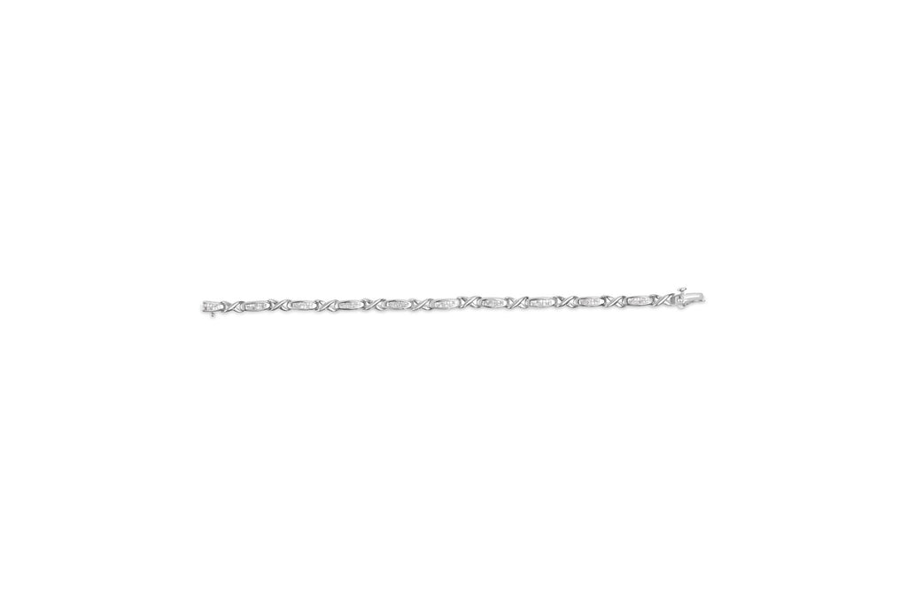 Bracciale tennis in oro bianco 14 carati con diamanti incastonati in modo invisibile da 1,0 ct (colore HI, purezza SI1-SI2) - 7" - Friggin Jewelry