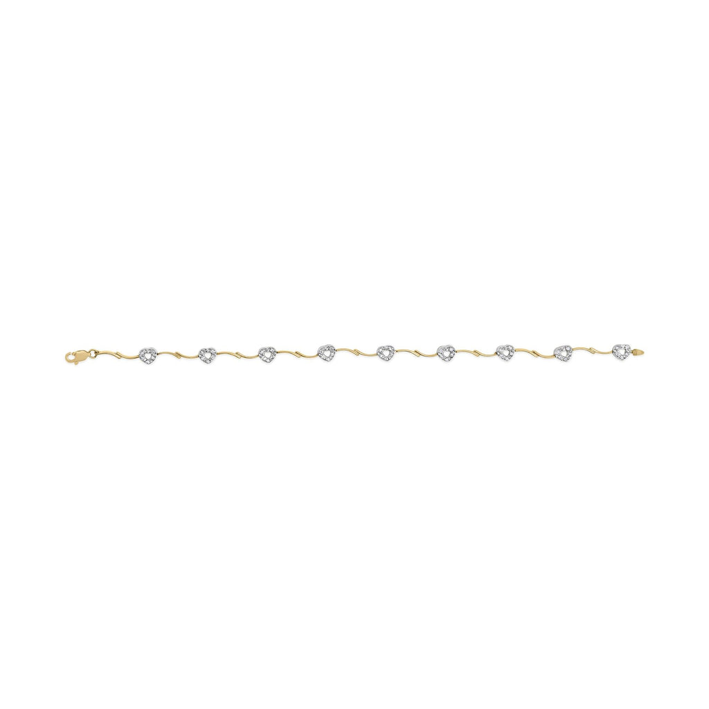 Bracciale a forma di S con cuore in oro bicolore 10k da 1/3 ct e diamanti incastonati in pavé da 7,25" (colore IJ, purezza I2-I3) - Friggin Jewelry