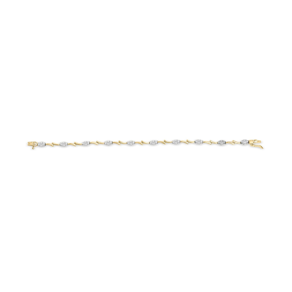 Bracciale a maglie ovali con diamanti da 1,00 ct in oro bianco e giallo 10 carati (colore IJ, purezza SI2-I1) - 7 pollici - Friggin Jewelry