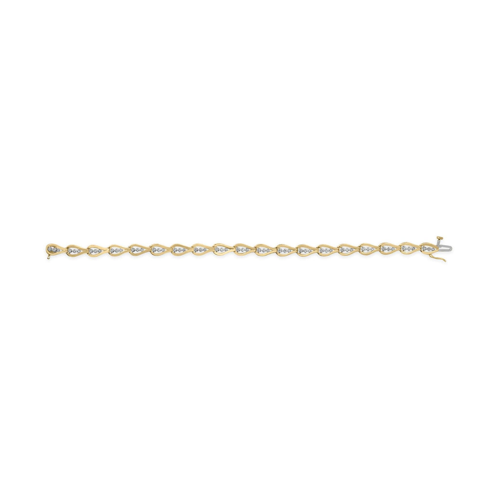 Pulsera de oro amarillo de 10 k con eslabones en forma de lágrima y diamantes de 1/3 quilates (color IJ, claridad I1-I2) - 7,25" - Friggin Jewelry