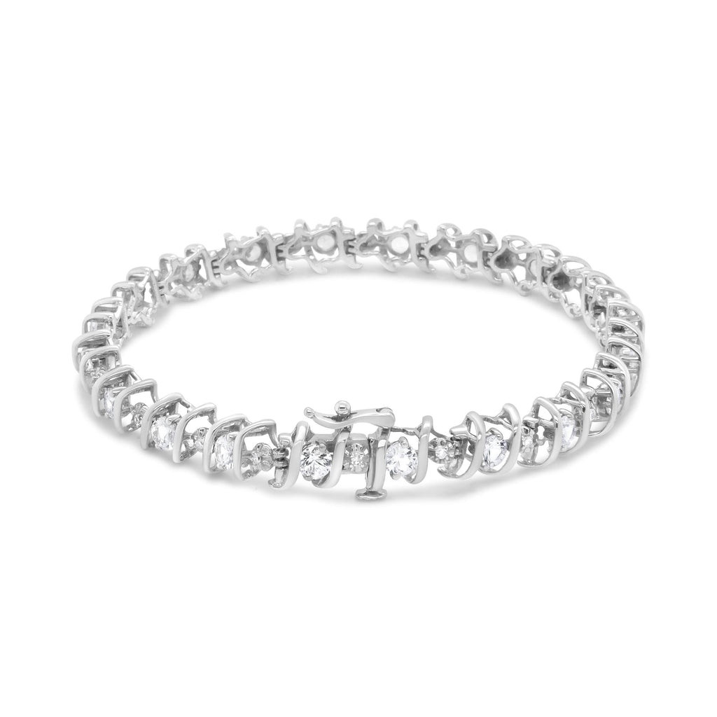 Pulsera de tenis de plata de ley 925 con piedra de nacimiento cultivada en laboratorio y diamantes redondos de 1/6 ct (color HI, claridad I1-I2) - Friggin Jewelry