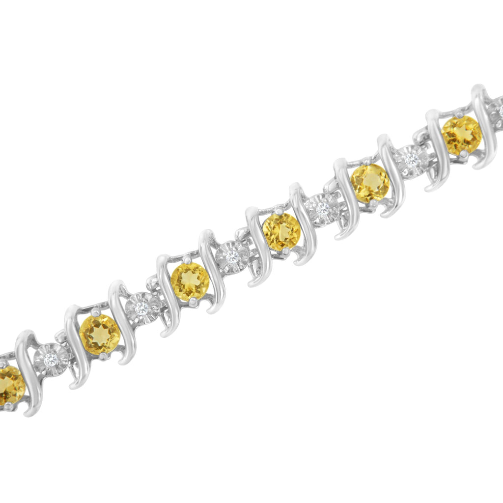 Pulsera de tenis de plata de ley 925 con piedra de nacimiento cultivada en laboratorio y diamantes redondos de 1/6 ct (color HI, claridad I1-I2) - Friggin Jewelry