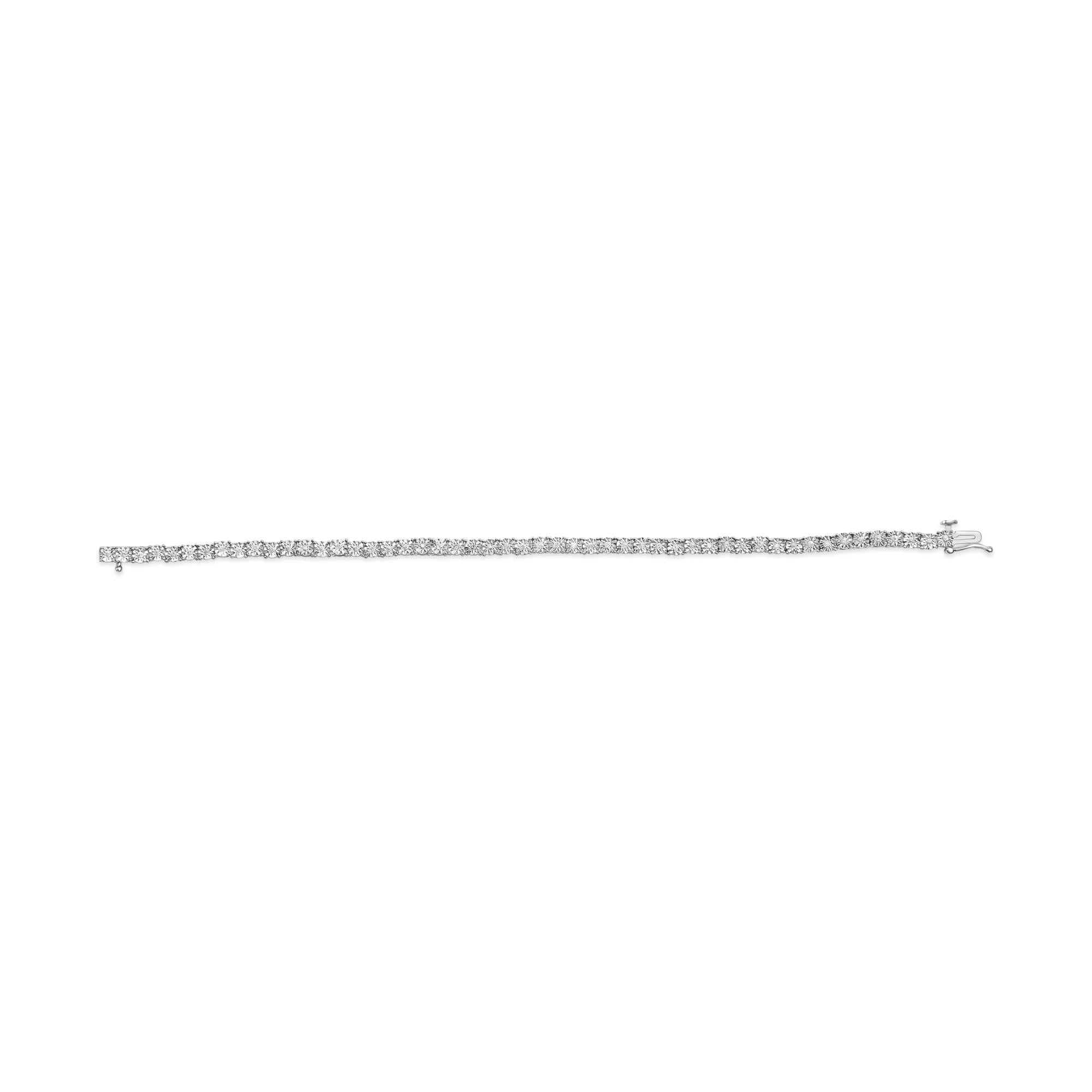 10K White Gold 1/2 Cttw Real Diamond Illusion-Set Miracle Plate Tennis Bracelet (I-J Color, SI2-I1 Clarity) - Size 7.5" - Friggin Jewelry Premium