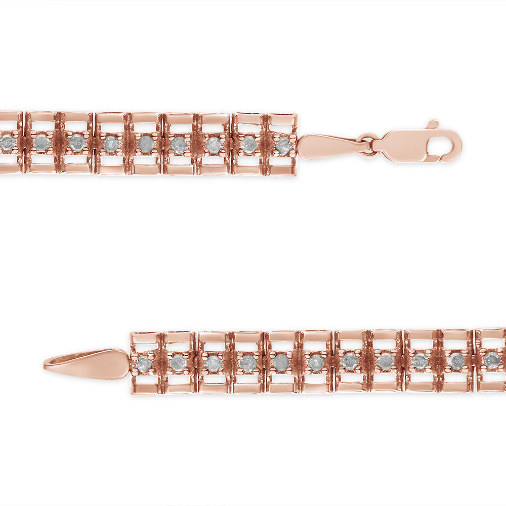 Pulsera de tenis de 18 cm con doble eslabón de diamantes en plata de ley 925 (color IJ, claridad I3) - Friggin Jewelry