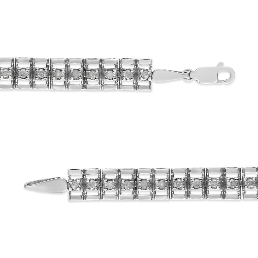 Pulsera de tenis de 18 cm con doble eslabón de diamantes en plata de ley 925 (color IJ, claridad I3) - Friggin Jewelry
