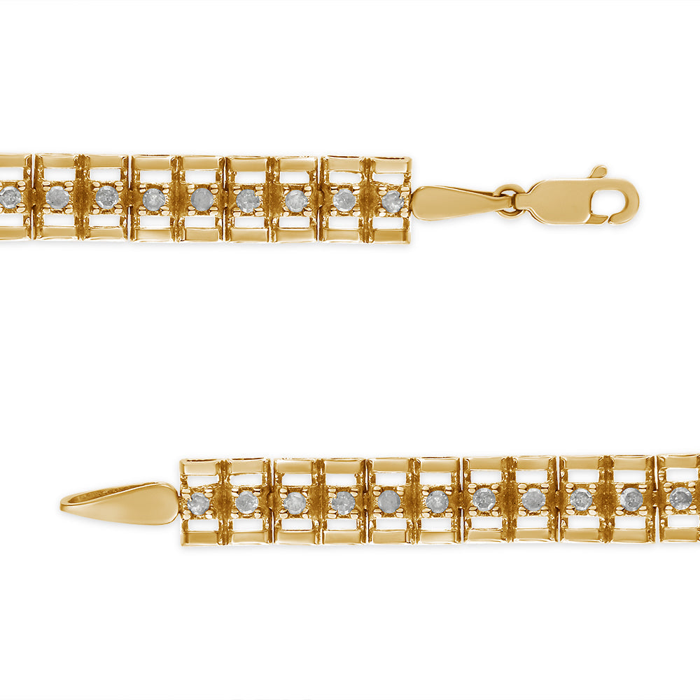 Pulsera de tenis de 18 cm con doble eslabón de diamantes en plata de ley 925 (color IJ, claridad I3) - Friggin Jewelry