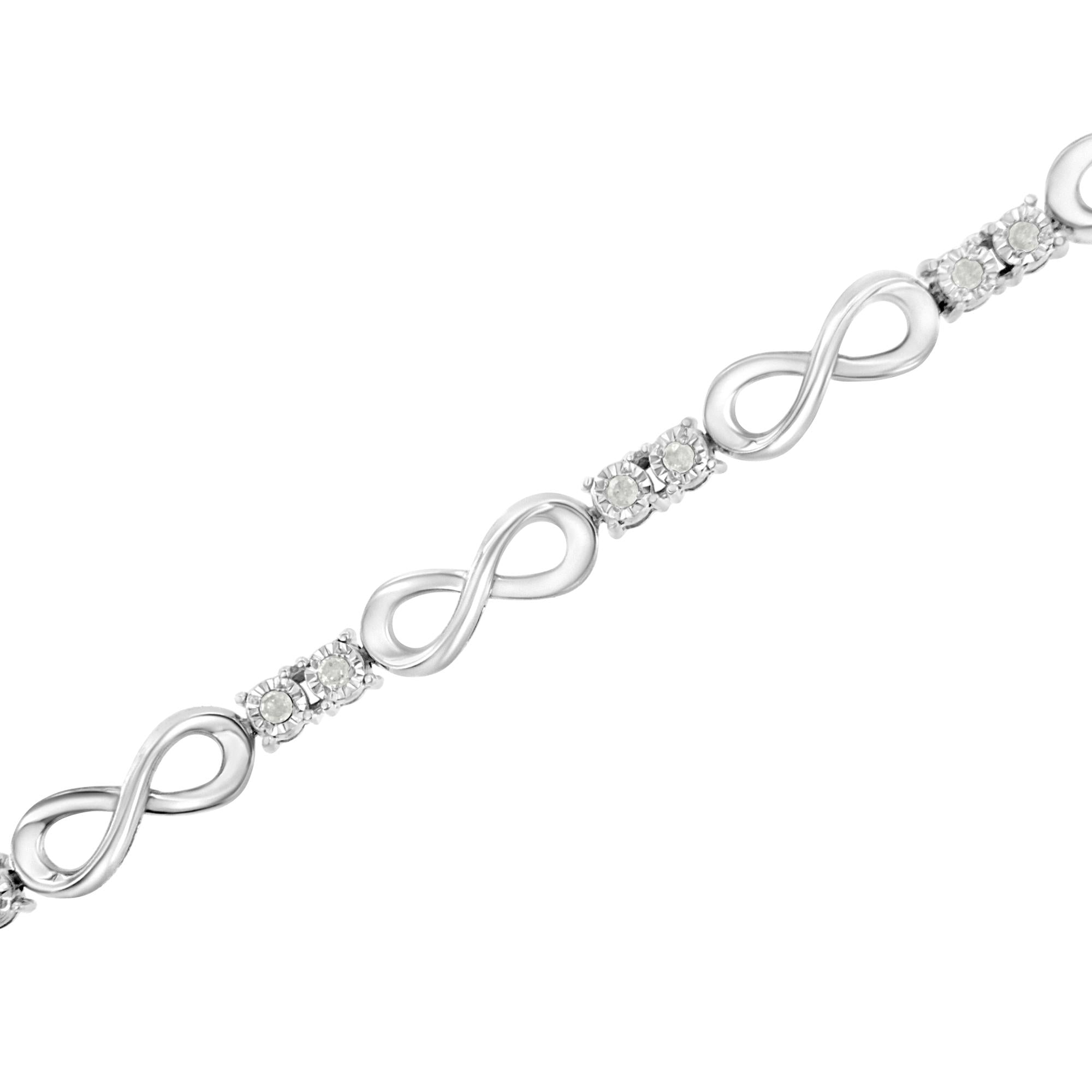 .925 Sterling Silver 1/4 cttw Miracle Set Diamond Infinity Link Bracelet (I-J Color, I3-Promo Clarity) - 7.25" - Friggin Jewelry