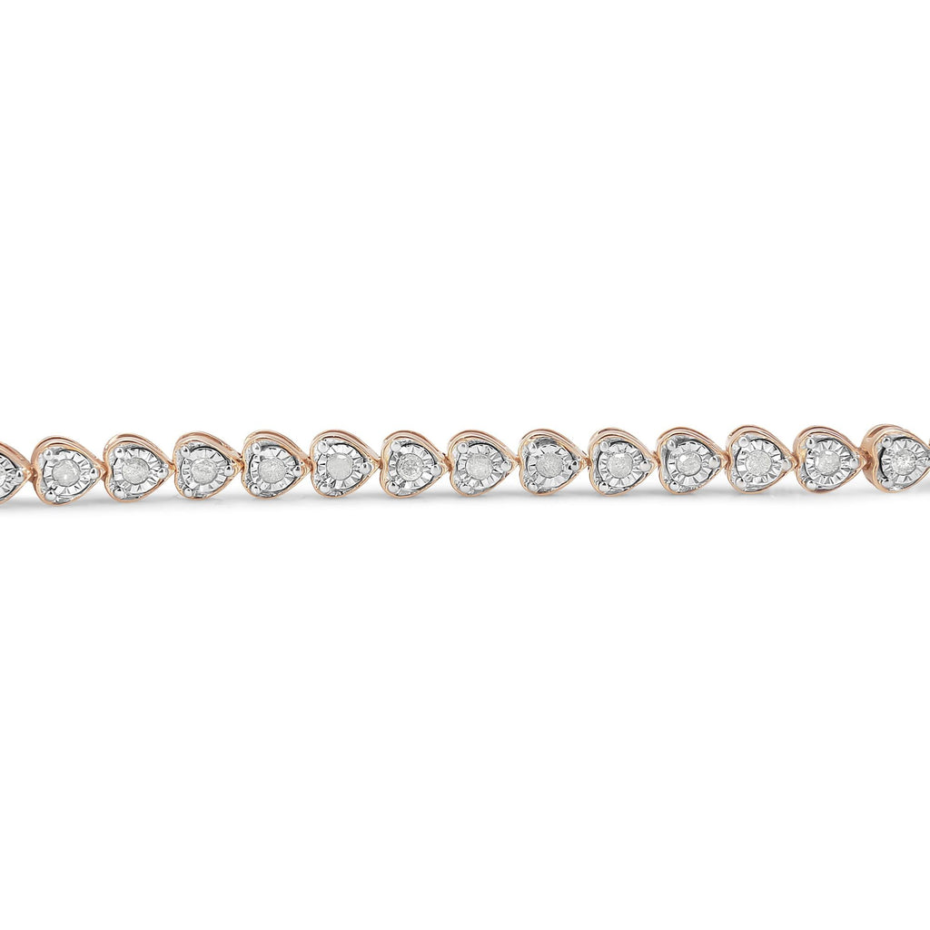 Pulsera de tenis de 18 cm con eslabones en forma de corazón y diamantes engastados milagrosos de 1,0 quilates en plata de ley 925 (color IJ, claridad I2-I3) - Friggin Jewelry