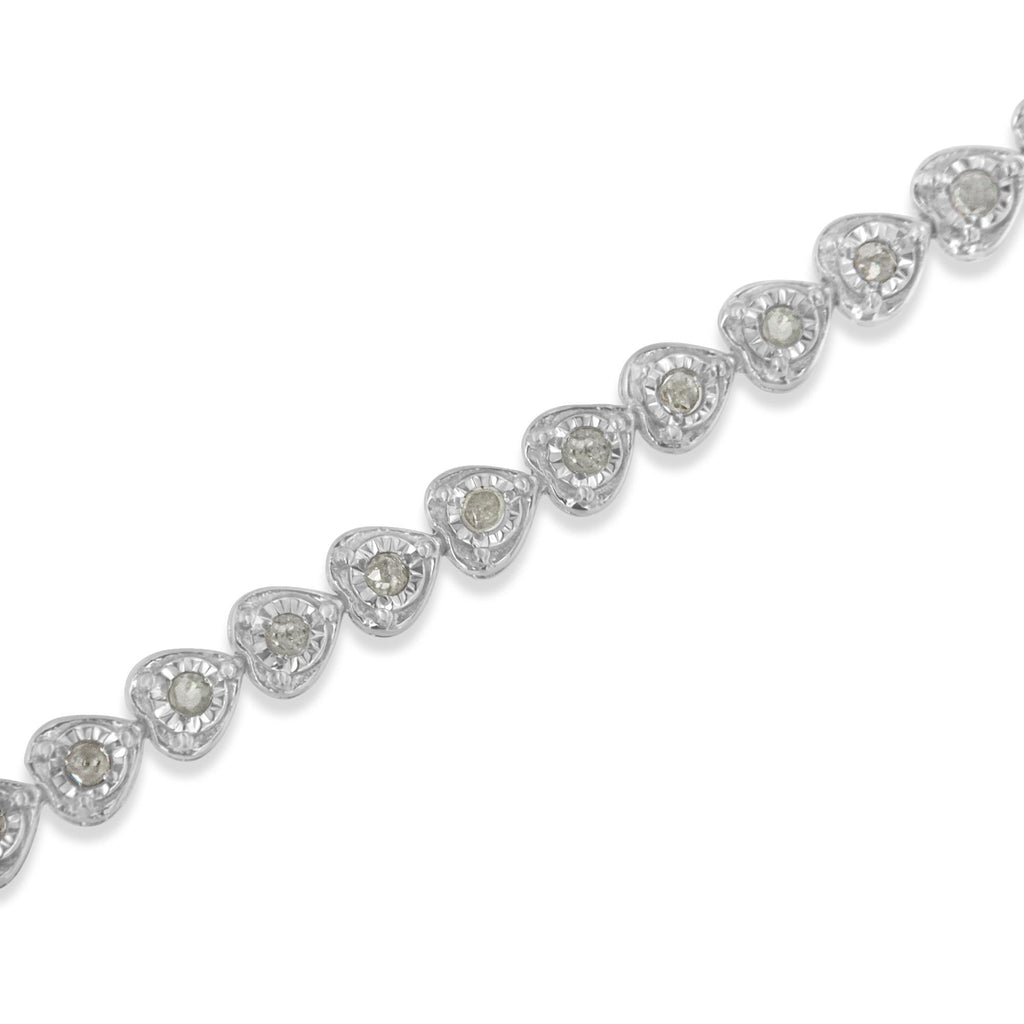 Pulsera de tenis de 18 cm con eslabones en forma de corazón y diamantes engastados milagrosos de 1,0 quilates en plata de ley 925 (color IJ, claridad I2-I3) - Friggin Jewelry