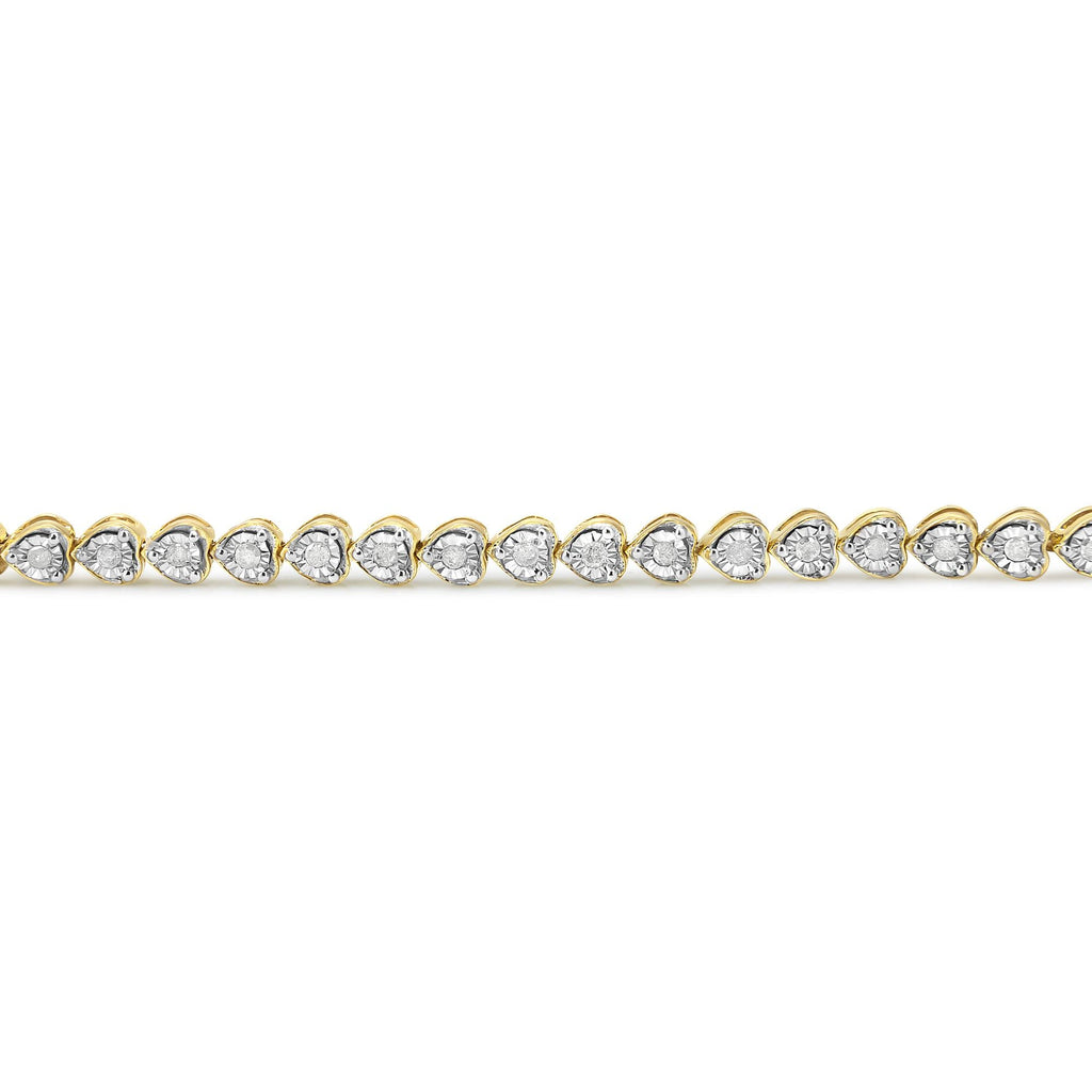 Pulsera de tenis de 18 cm con eslabones en forma de corazón y diamantes engastados milagrosos de 1,0 quilates en plata de ley 925 (color IJ, claridad I2-I3) - Friggin Jewelry