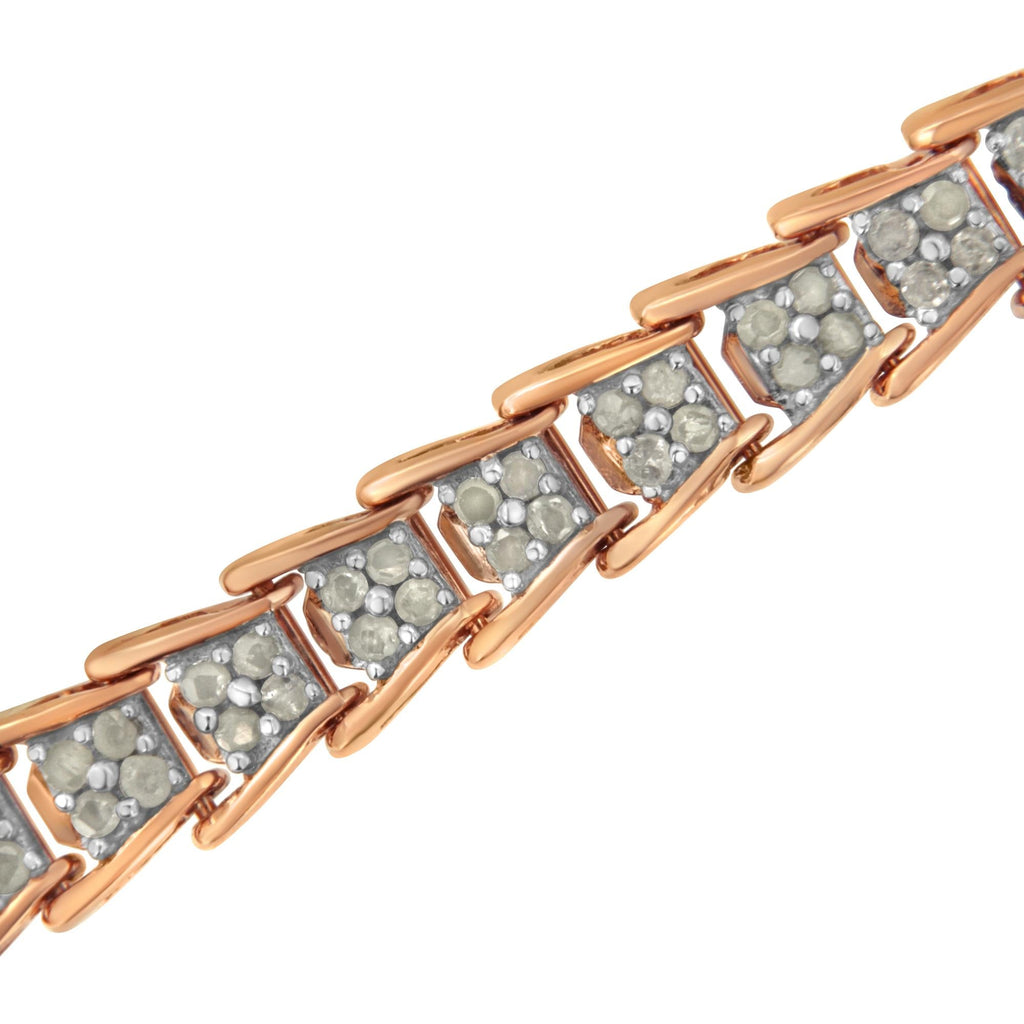 Pulsera de tenis de plata de ley 925 con eslabones de chevron de 2,0 quilates y diamantes en forma de abanico (color IJ, claridad I3) - 18,8 cm - Friggin Jewelry