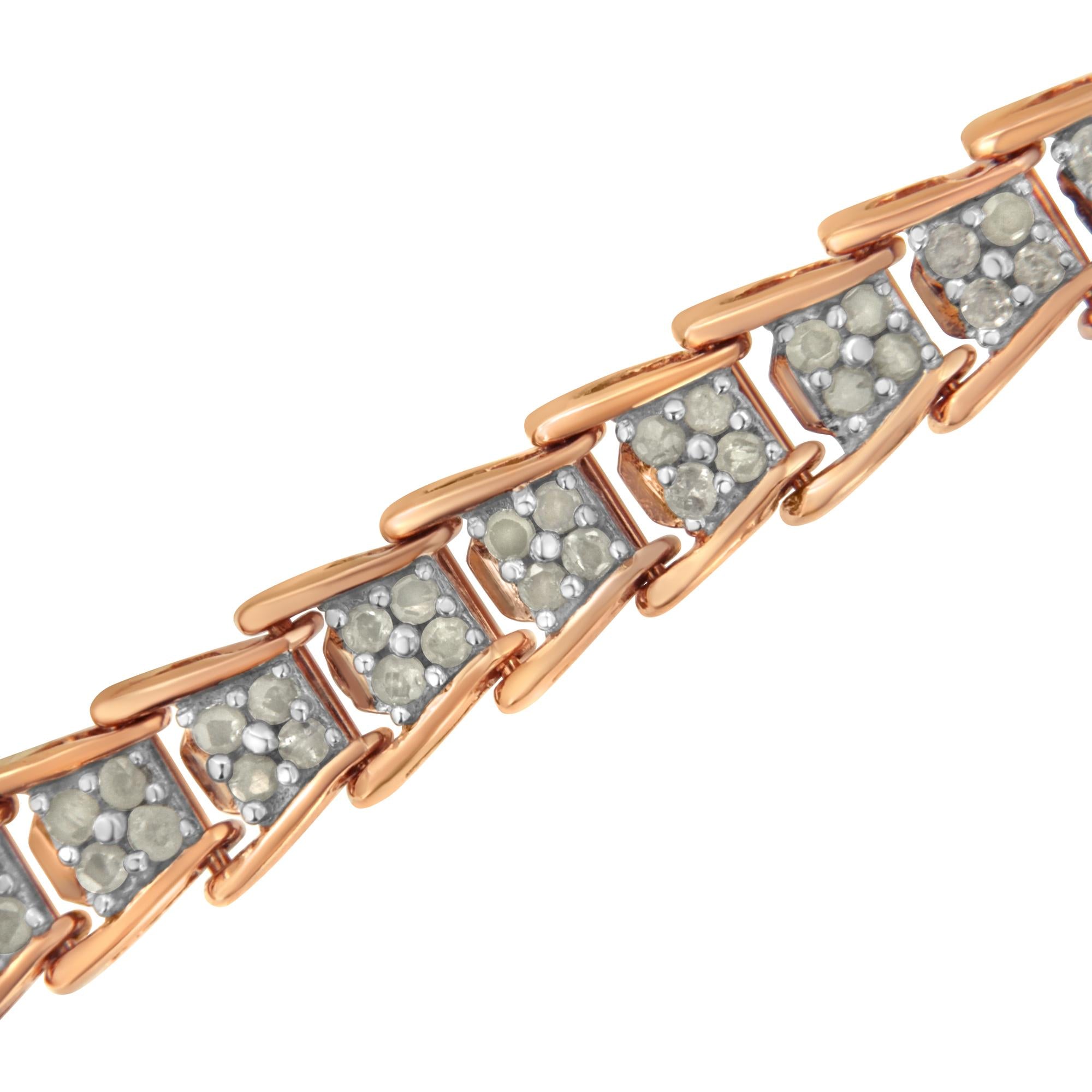 Pulsera de tenis de plata de ley 925 con eslabones de chevron de 2,0 quilates y diamantes en forma de abanico (color IJ, claridad I3) - 18,8 cm - Friggin Jewelry