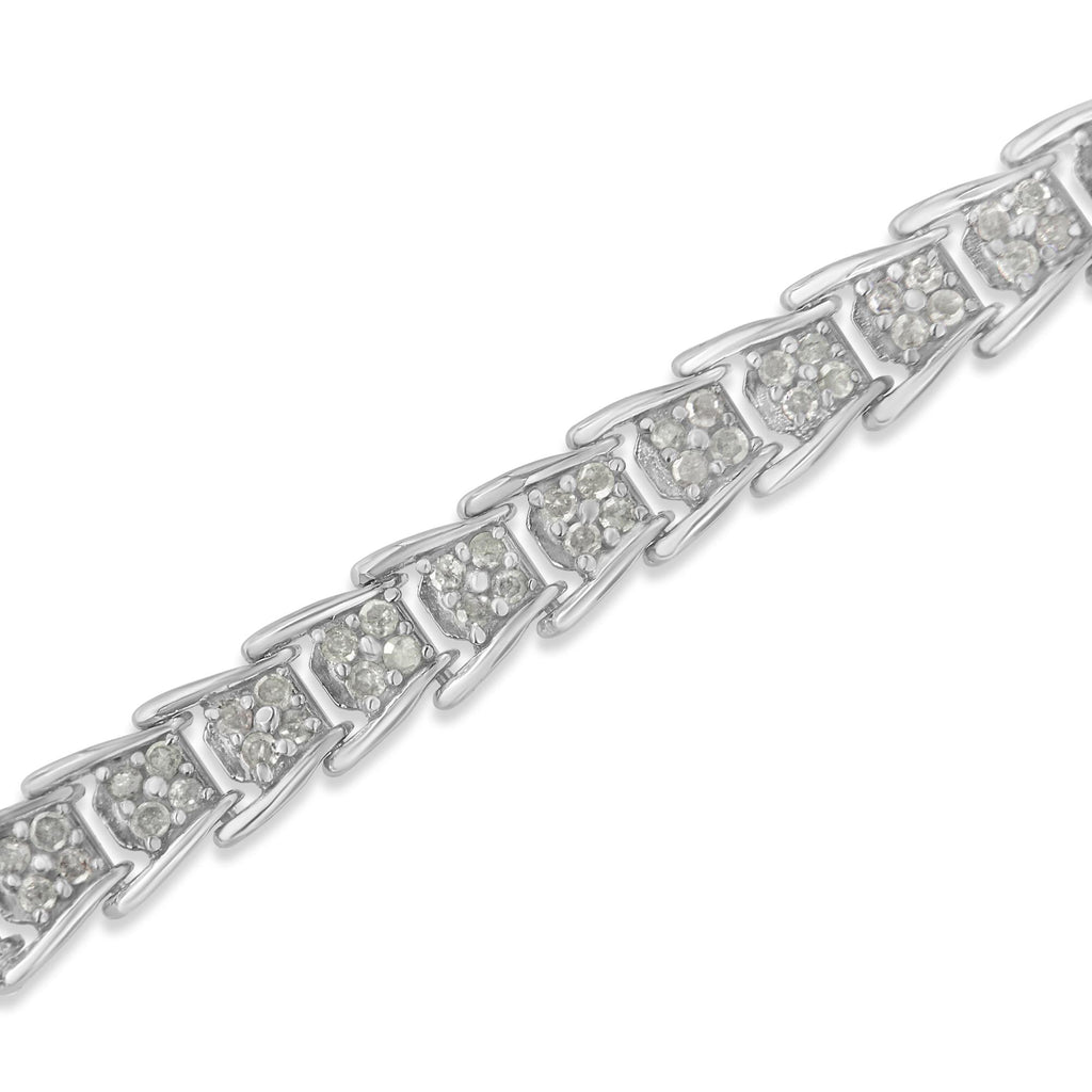 Bracciale tennis a maglie a ventaglio in oro bianco 10k con diamanti da 2 carati (purezza IJ, colore I3) - Misura 7,25" - Friggin Jewelry