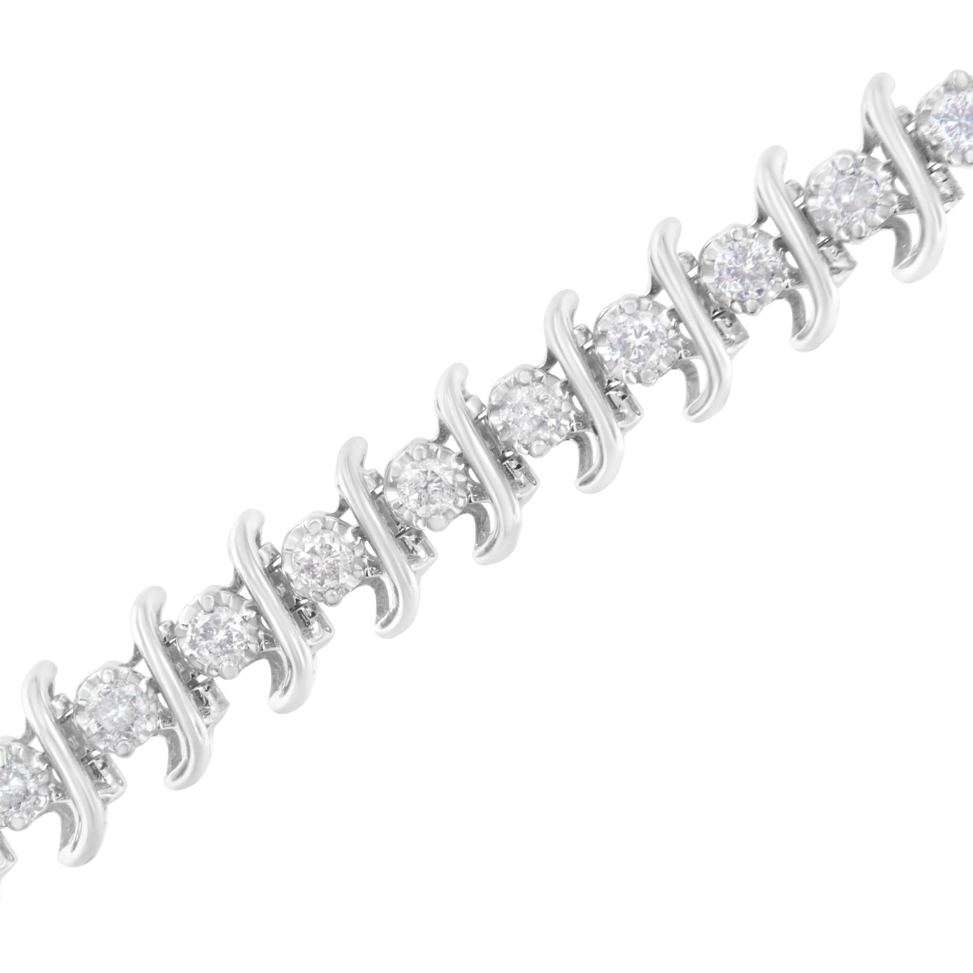 Pulsera de eslabones "S" de diamantes de 3 quilates en plata de ley 925 (claridad IJ, color I2-I3) - Talla 7.5" - Friggin Jewelry