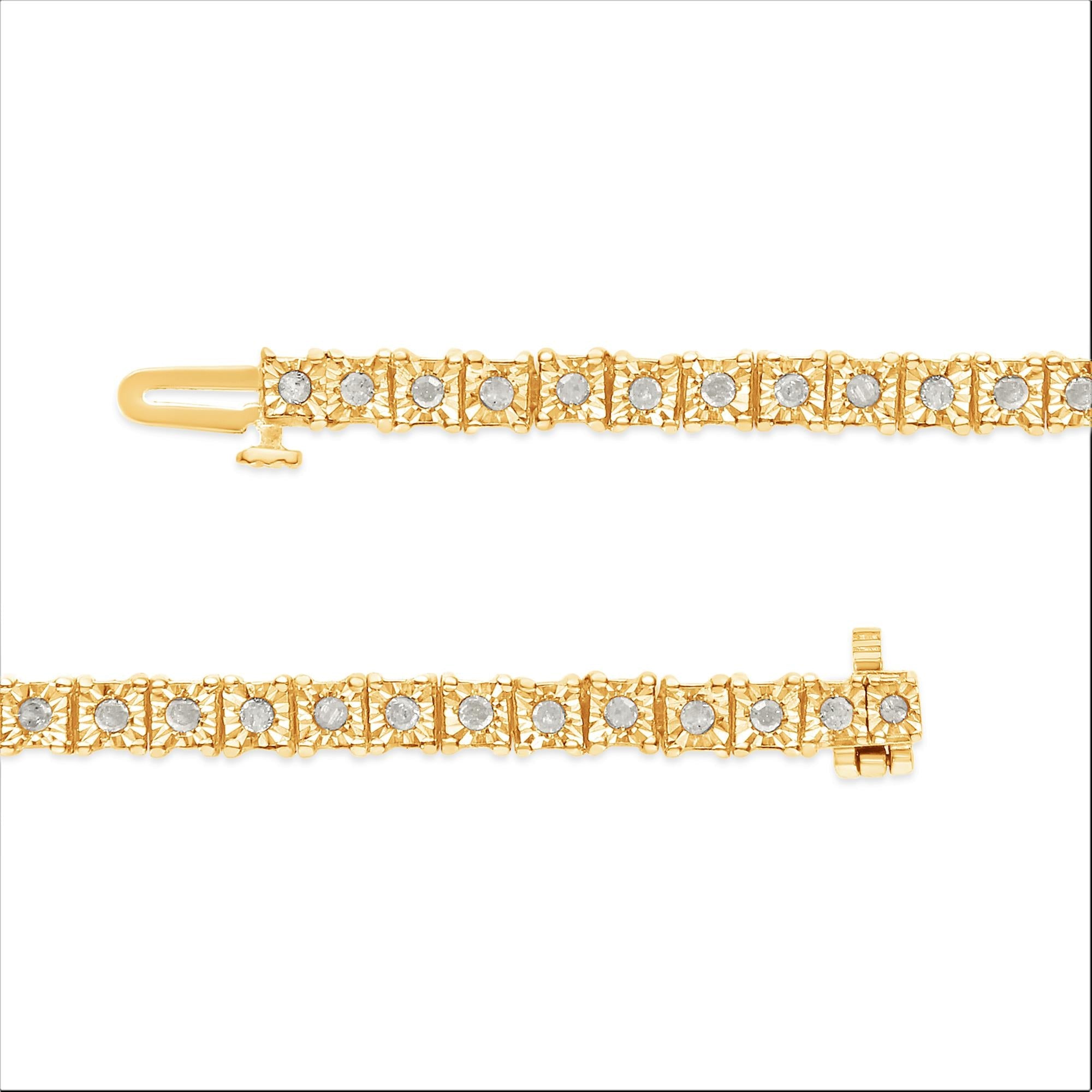 .925 Sterling Silver 1.0 Cttw Diamond Square Frame Miracle-Set Tennis Bracelet (I-J Color, I3 Clarity) - 8" - Friggin Jewelry