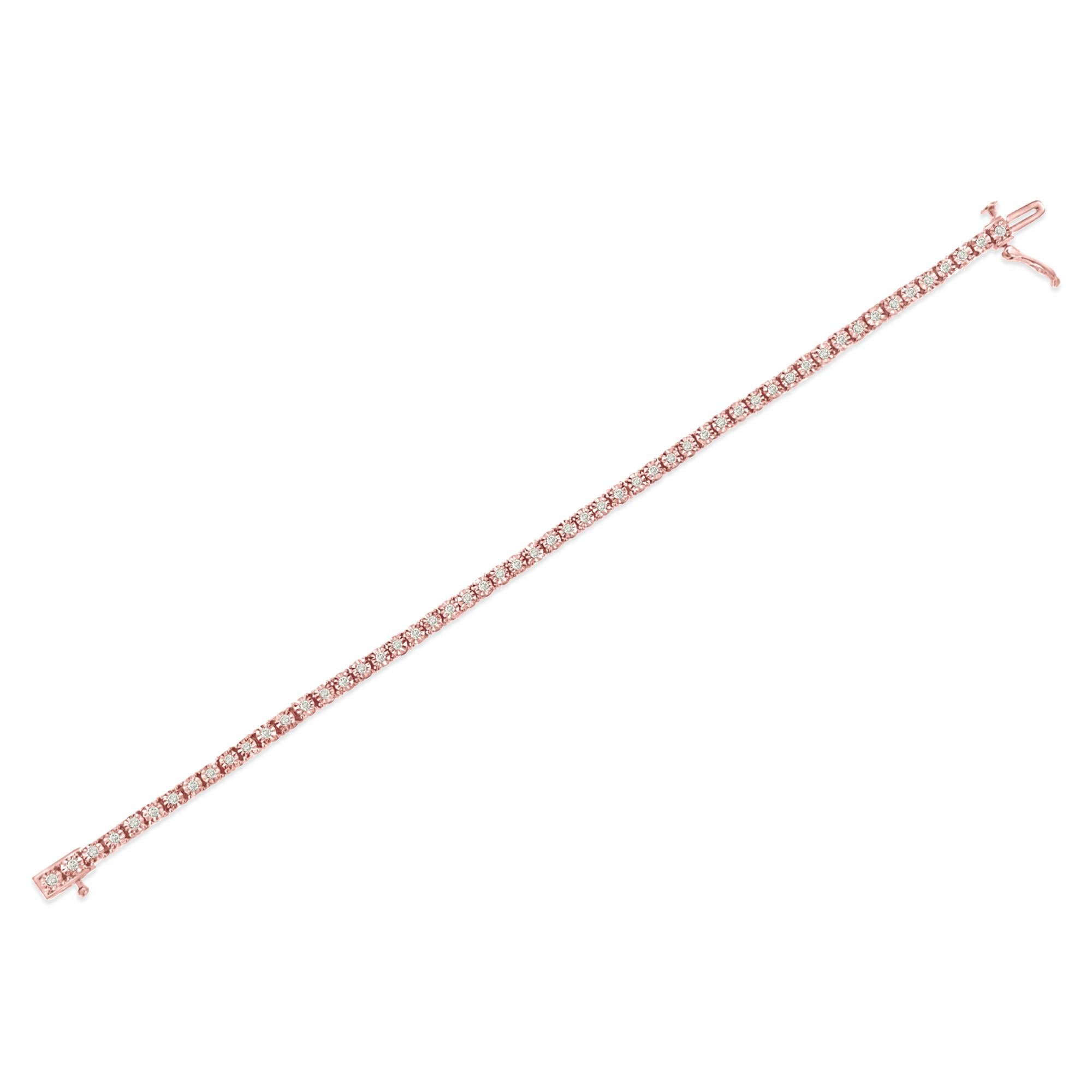 Bracciale tennis in argento sterling 925 con diamanti taglio brillante da 1,0 ct e montatura a sfaccettato (colore IJ, purezza I3) - Friggin Jewelry