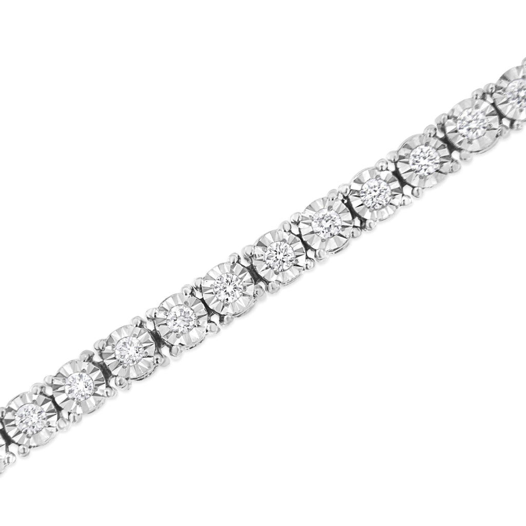Pulsera de tenis de plata de ley 925 con placa milagrosa y diamantes cultivados en laboratorio - 18,3 cm - Friggin Jewelry