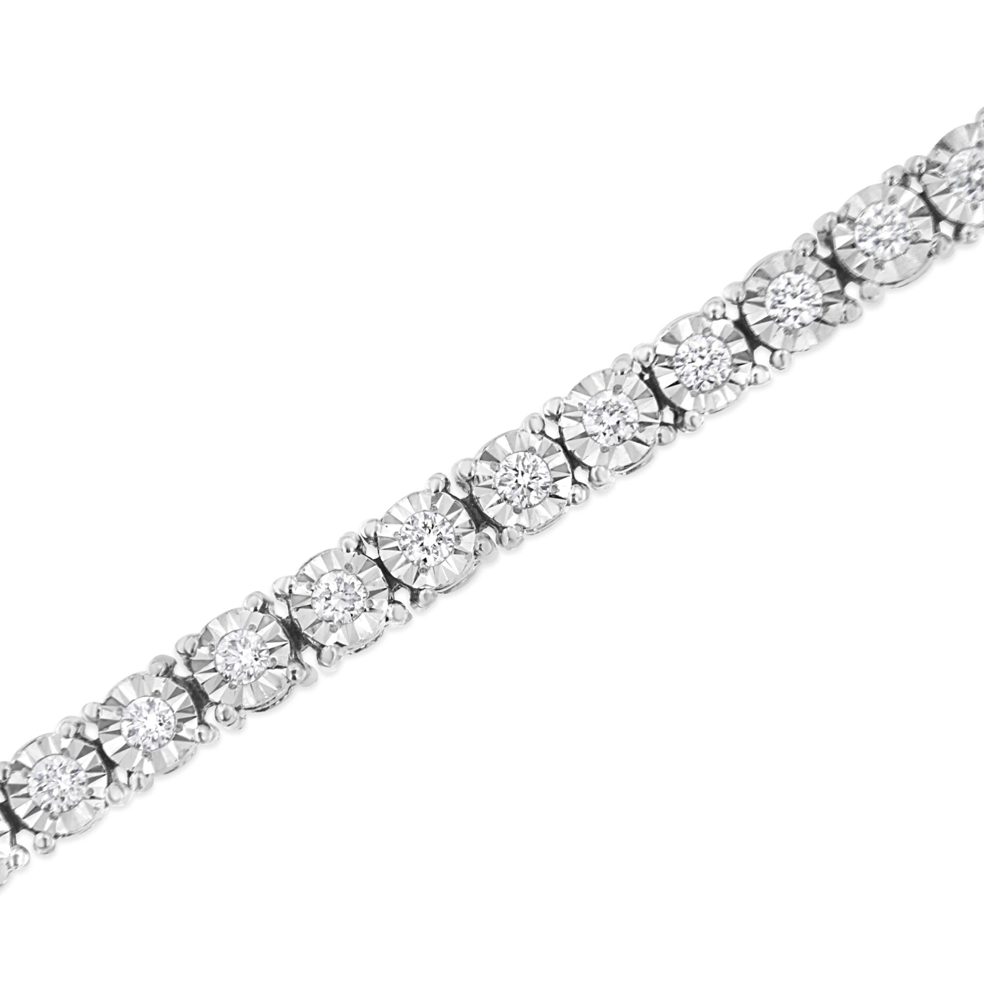 Pulsera de tenis de plata de ley 925 con placa milagrosa y diamantes cultivados en laboratorio - 18,3 cm - Friggin Jewelry