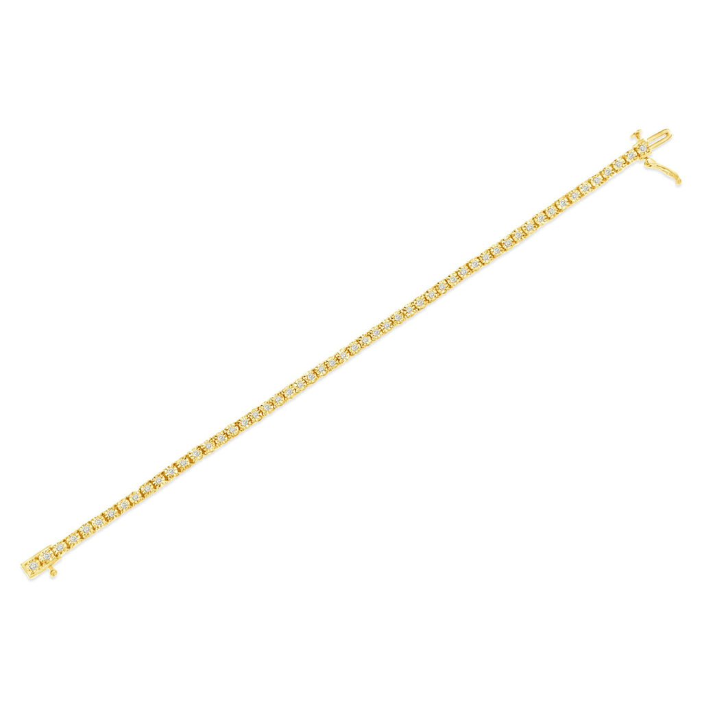 Bracciale tennis in argento sterling 925 con diamanti taglio brillante da 1,0 ct e montatura a sfaccettato (colore IJ, purezza I3) - Friggin Jewelry