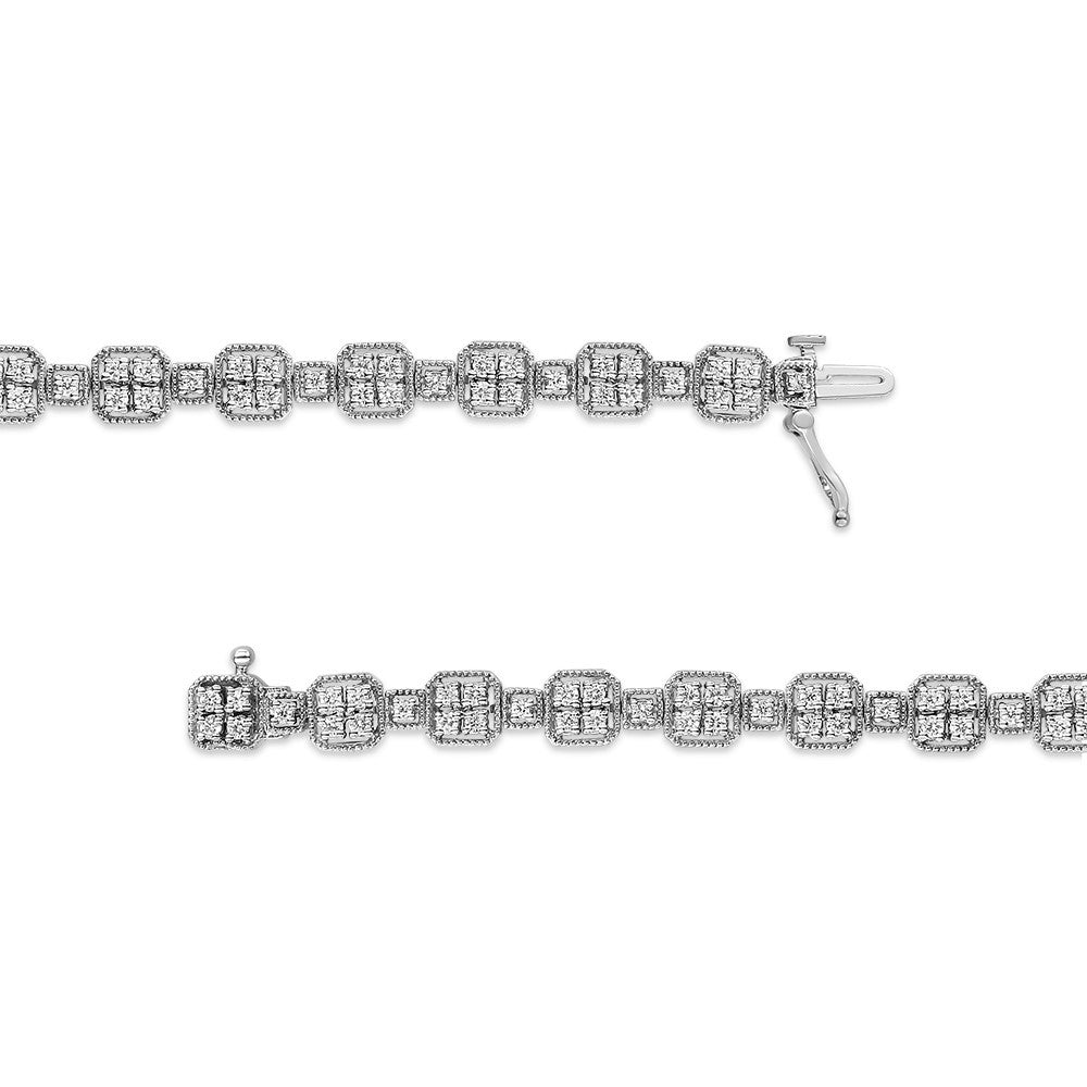 Bracciale a maglie quadrate in oro 10 carati con diamanti da 2,0 ct (colore JK, purezza I2-I3) - Misura 7,25" - Friggin Jewelry