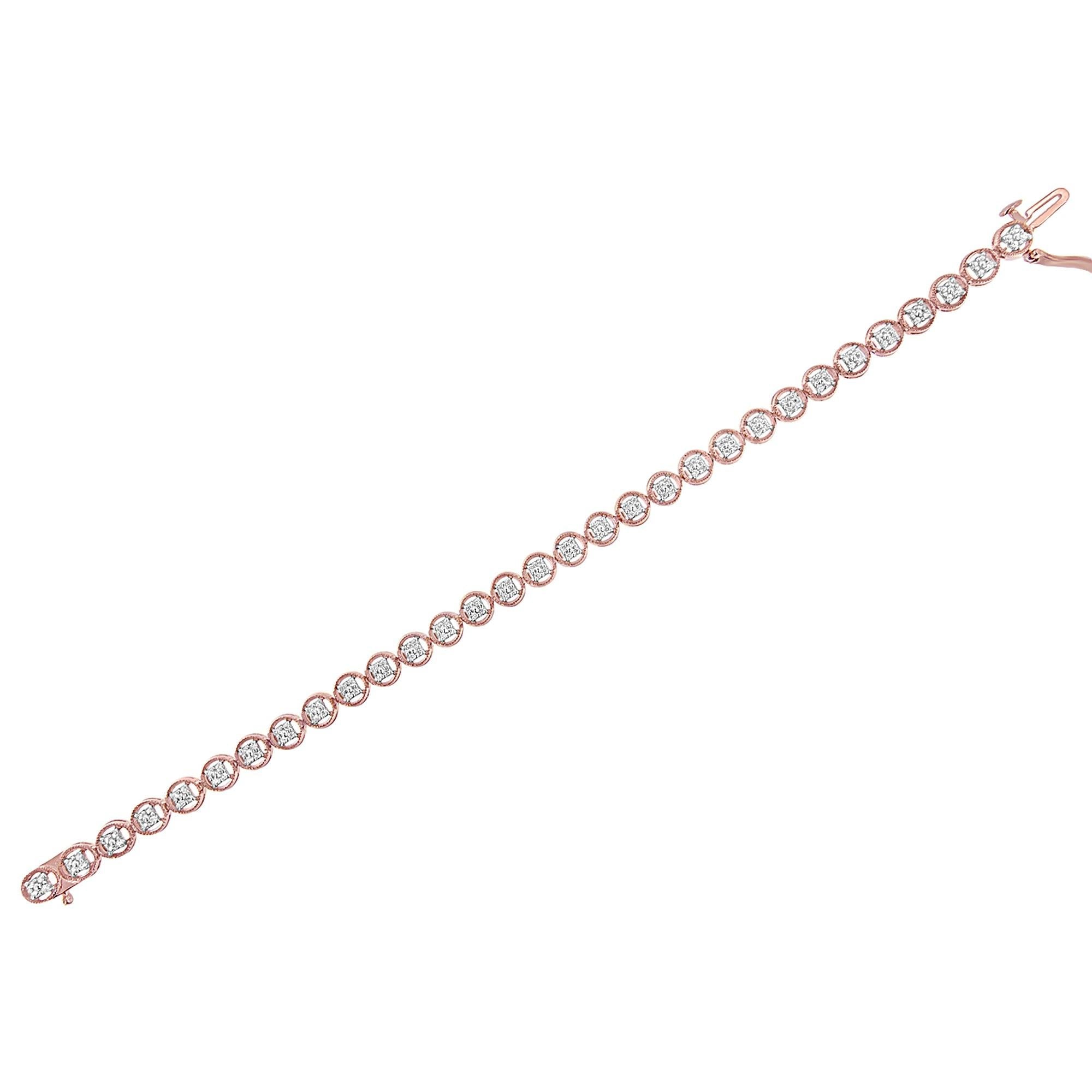 Pulsera de tenis de plata de ley 925 con eslabones de rueda de 18 cm y diamantes de 1/10 quilates (color IJ, claridad I2-I3) - Friggin Jewelry